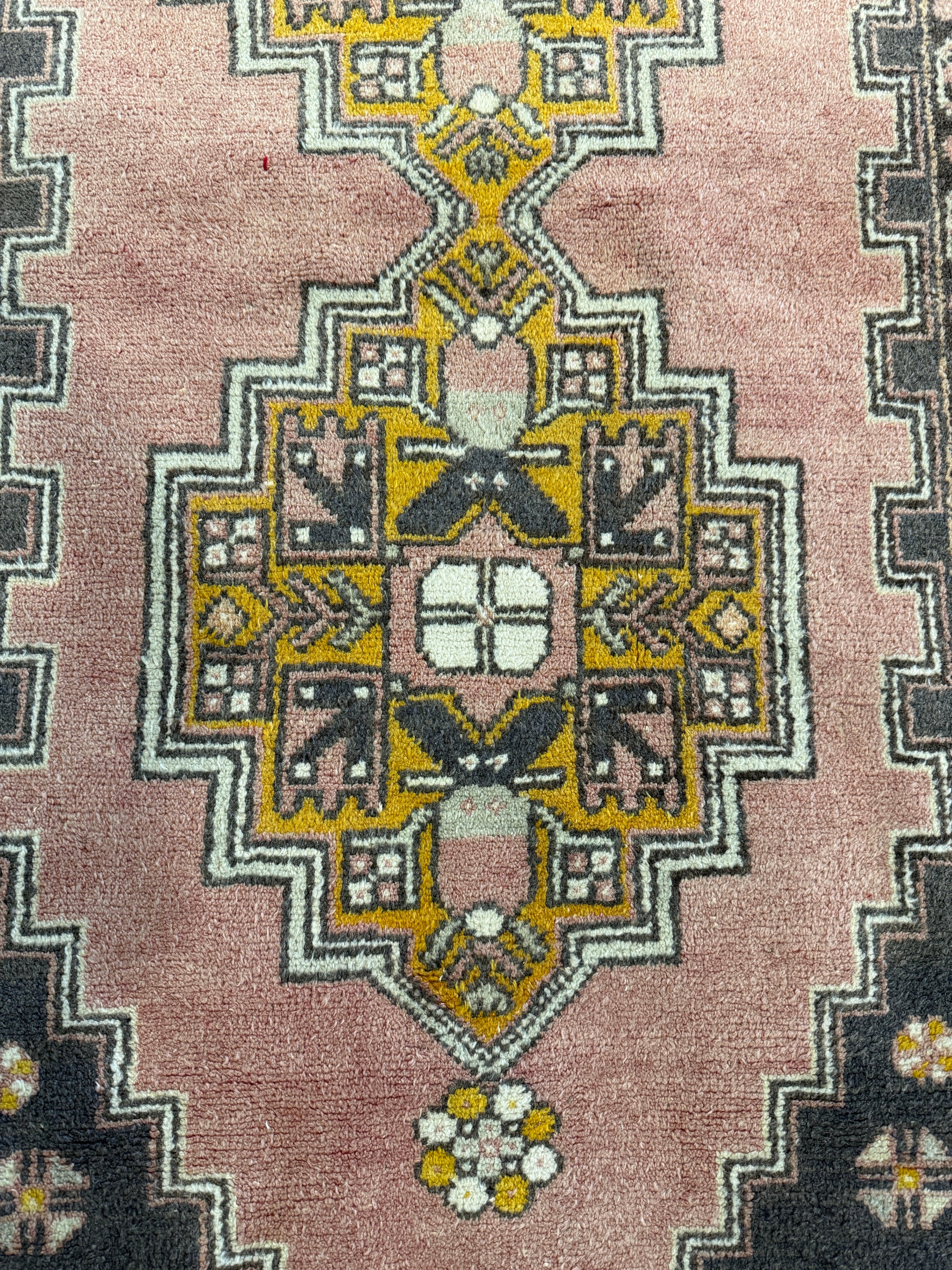 Paula Jones 4x7.4 Pink Hand-Knotted Vintage Turkish Oushak