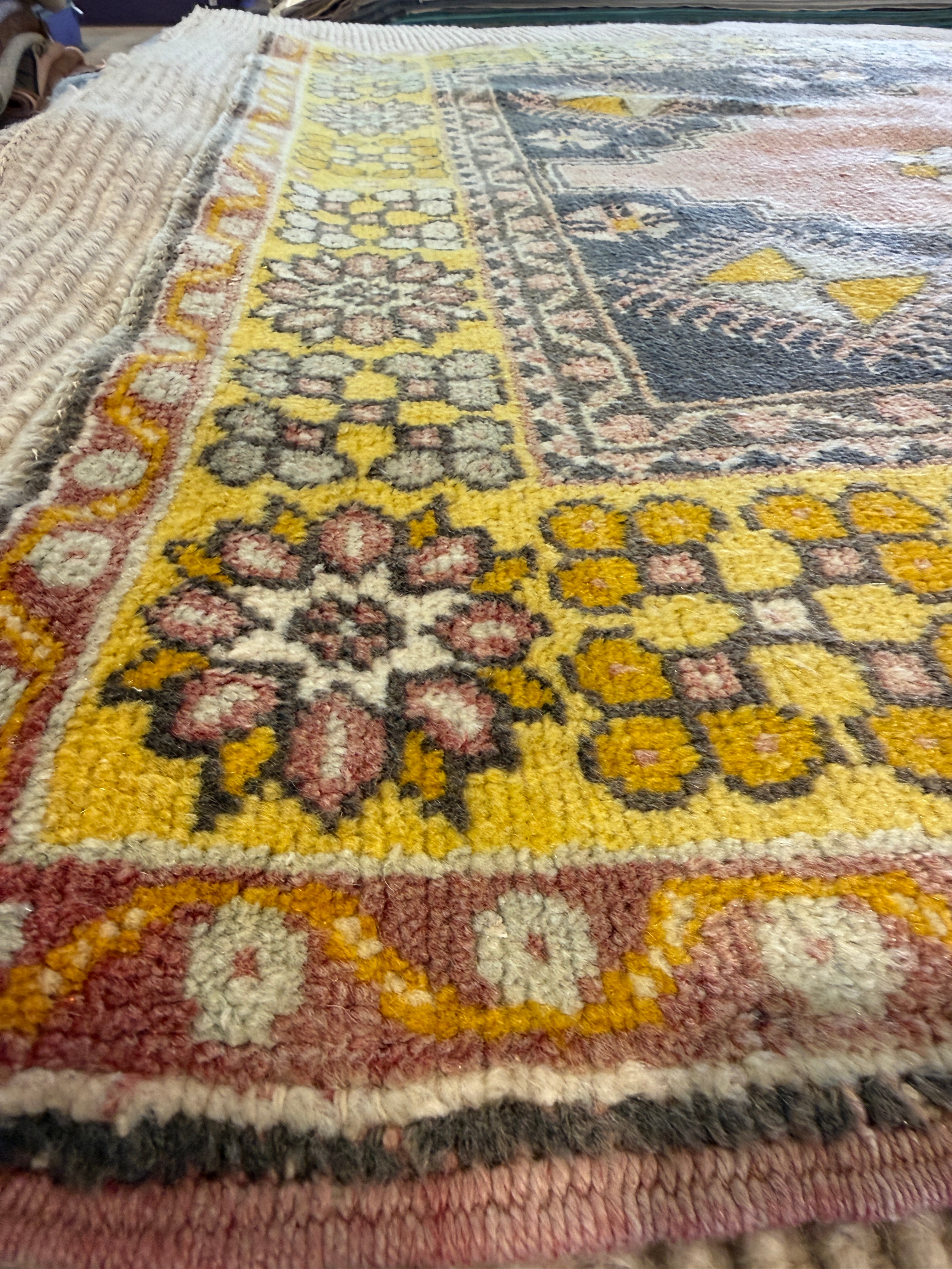 Paula Jones 4x7.4 Pink Hand-Knotted Vintage Turkish Oushak