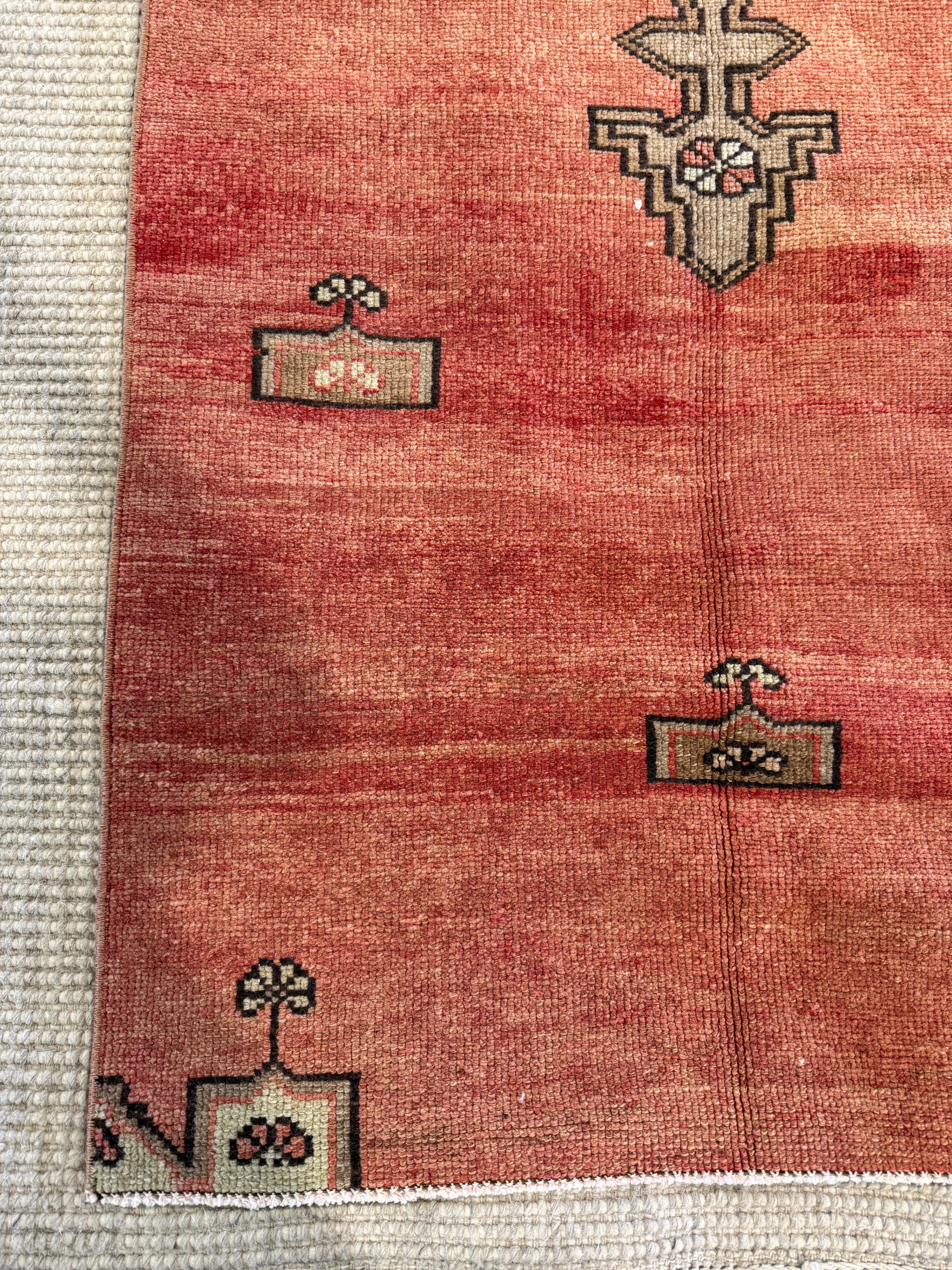 Helen Keller 2.10x9.9 Red Hand-Knotted Vintage Turkish Oushak Runner