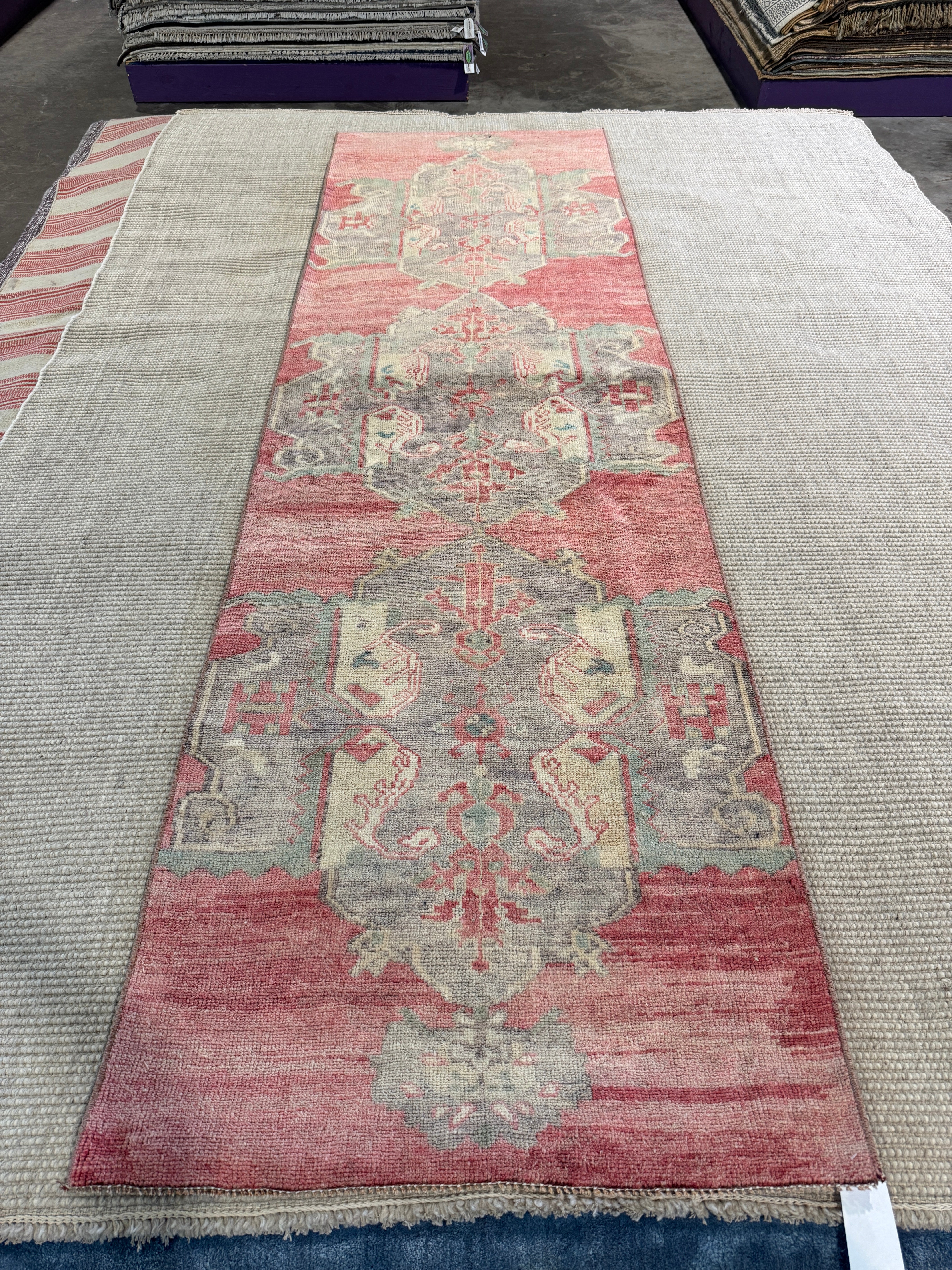 Paulina 3x10.2 Red Hand-Knotted Vintage Turkish Oushak Runner