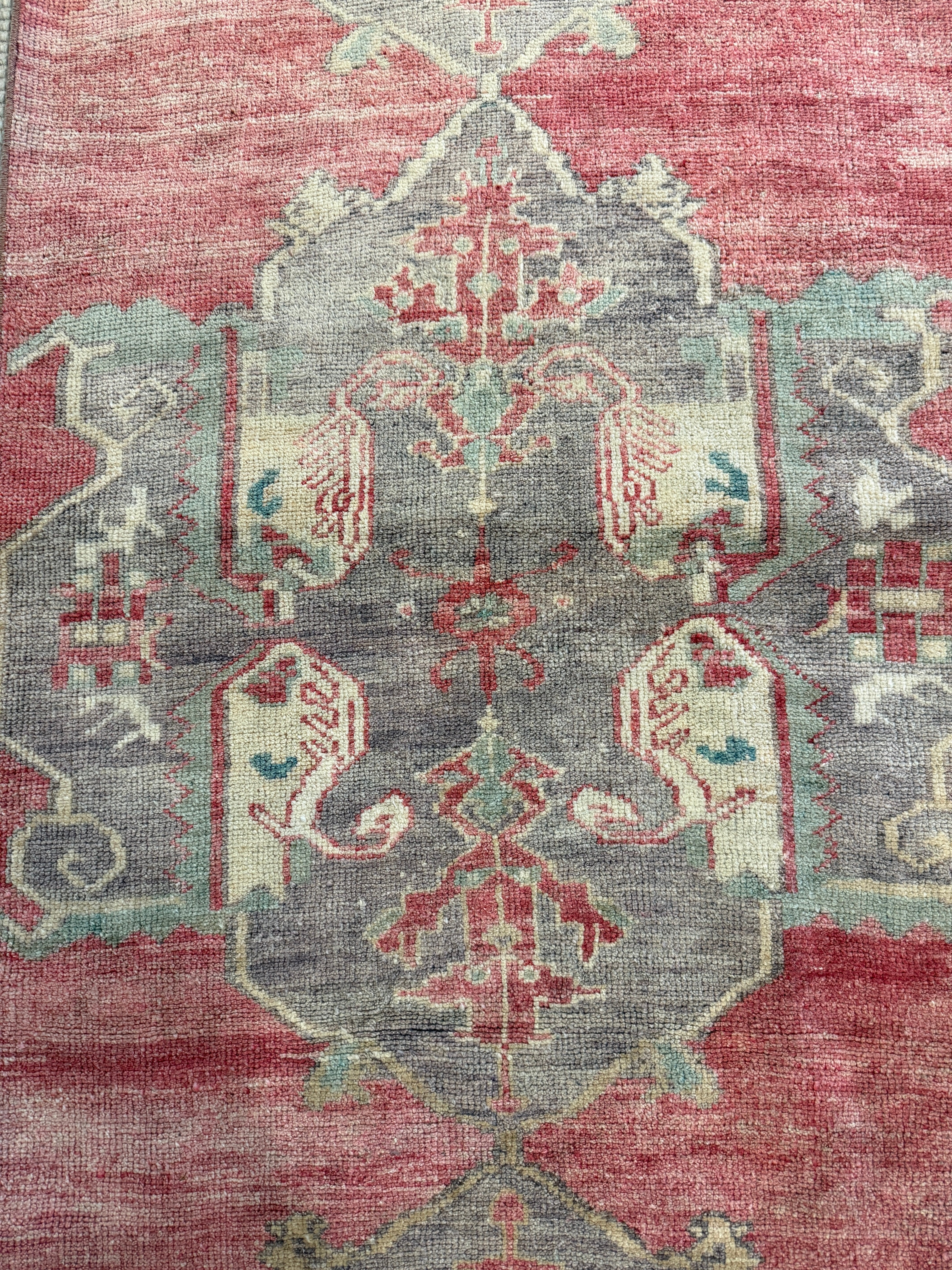 Paulina 3x10.2 Red Hand-Knotted Vintage Turkish Oushak Runner