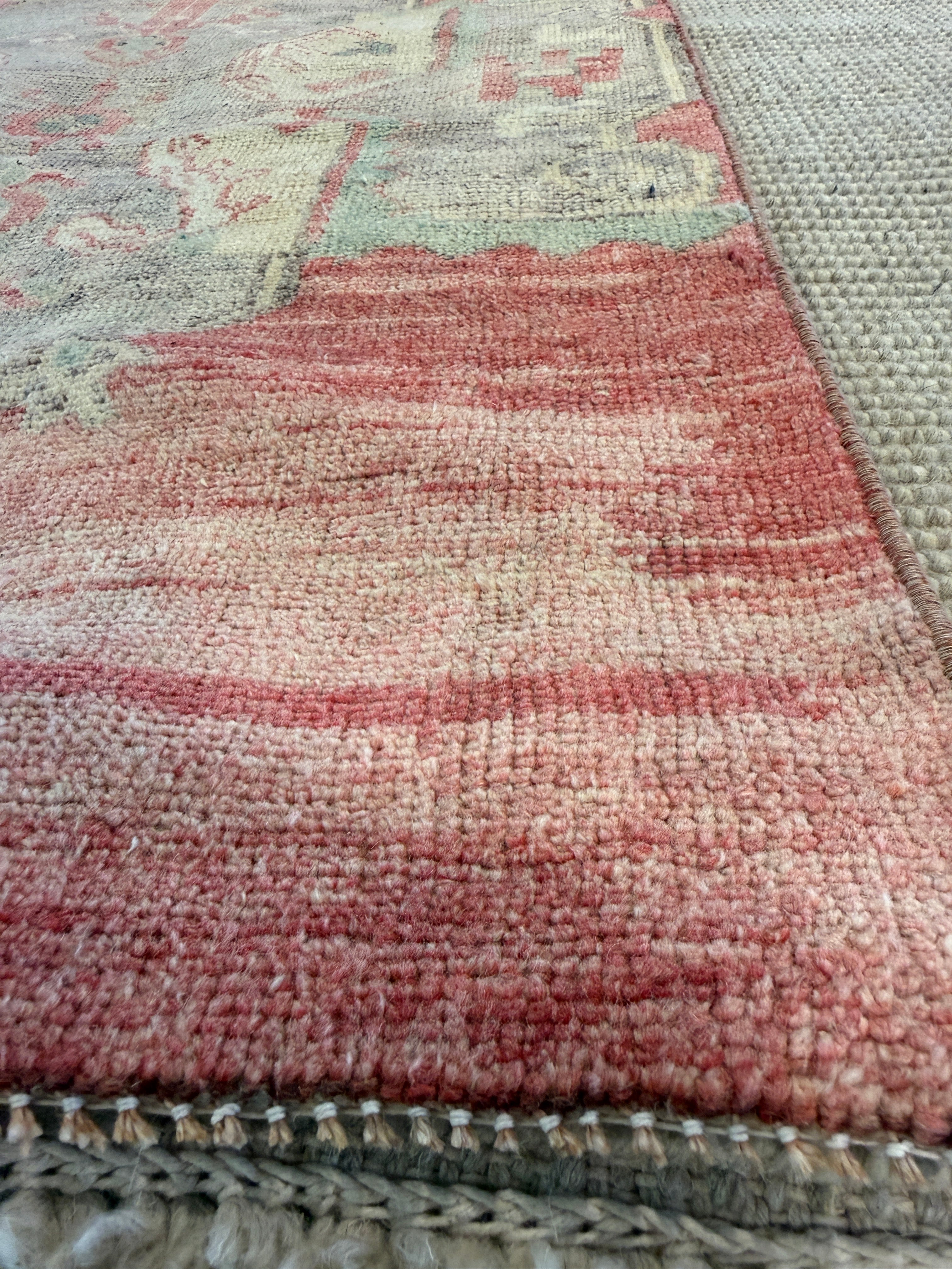 Paulina 3x10.2 Red Hand-Knotted Vintage Turkish Oushak Runner
