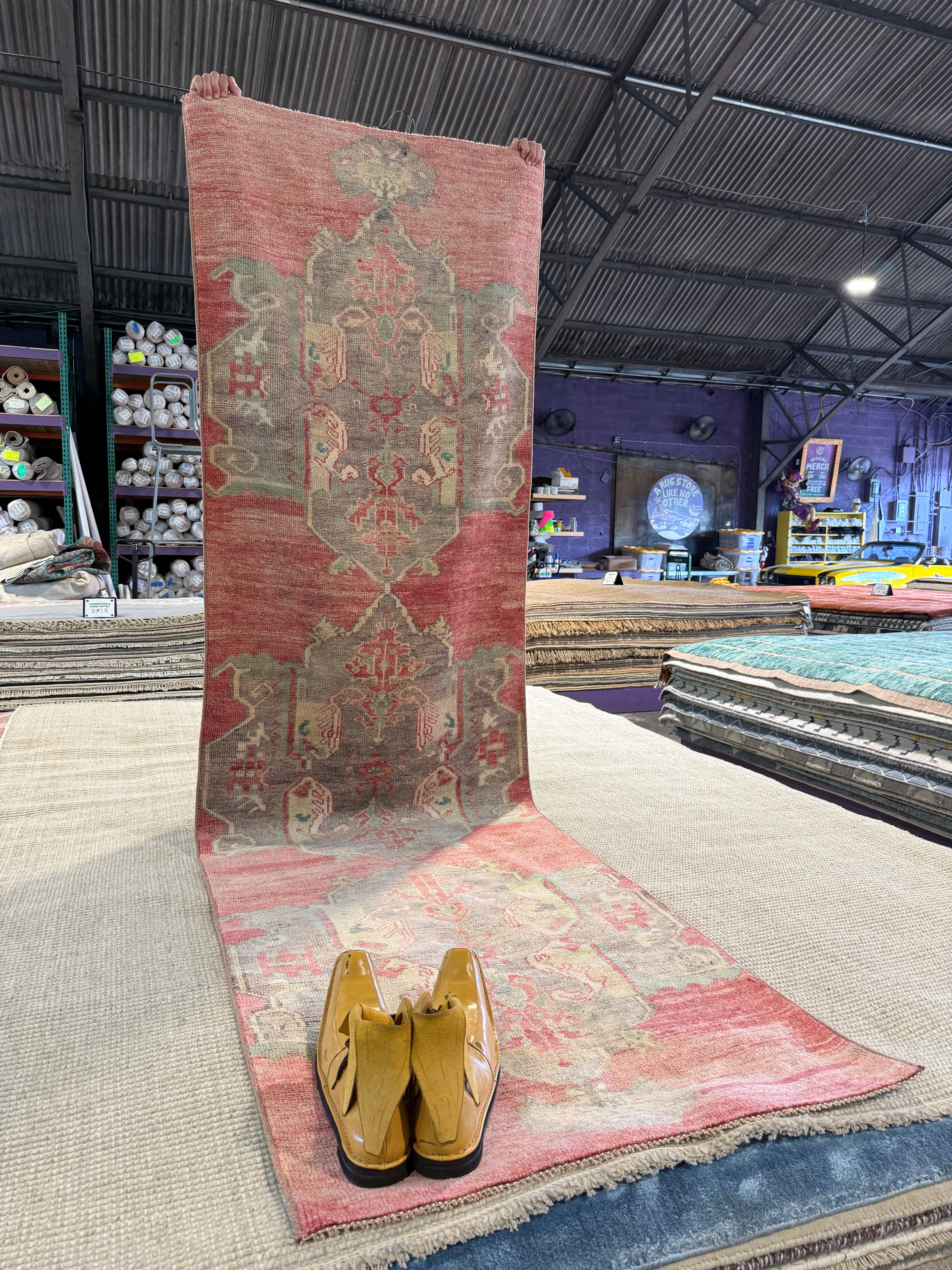 Paulina 3x10.2 Red Hand-Knotted Vintage Turkish Oushak Runner