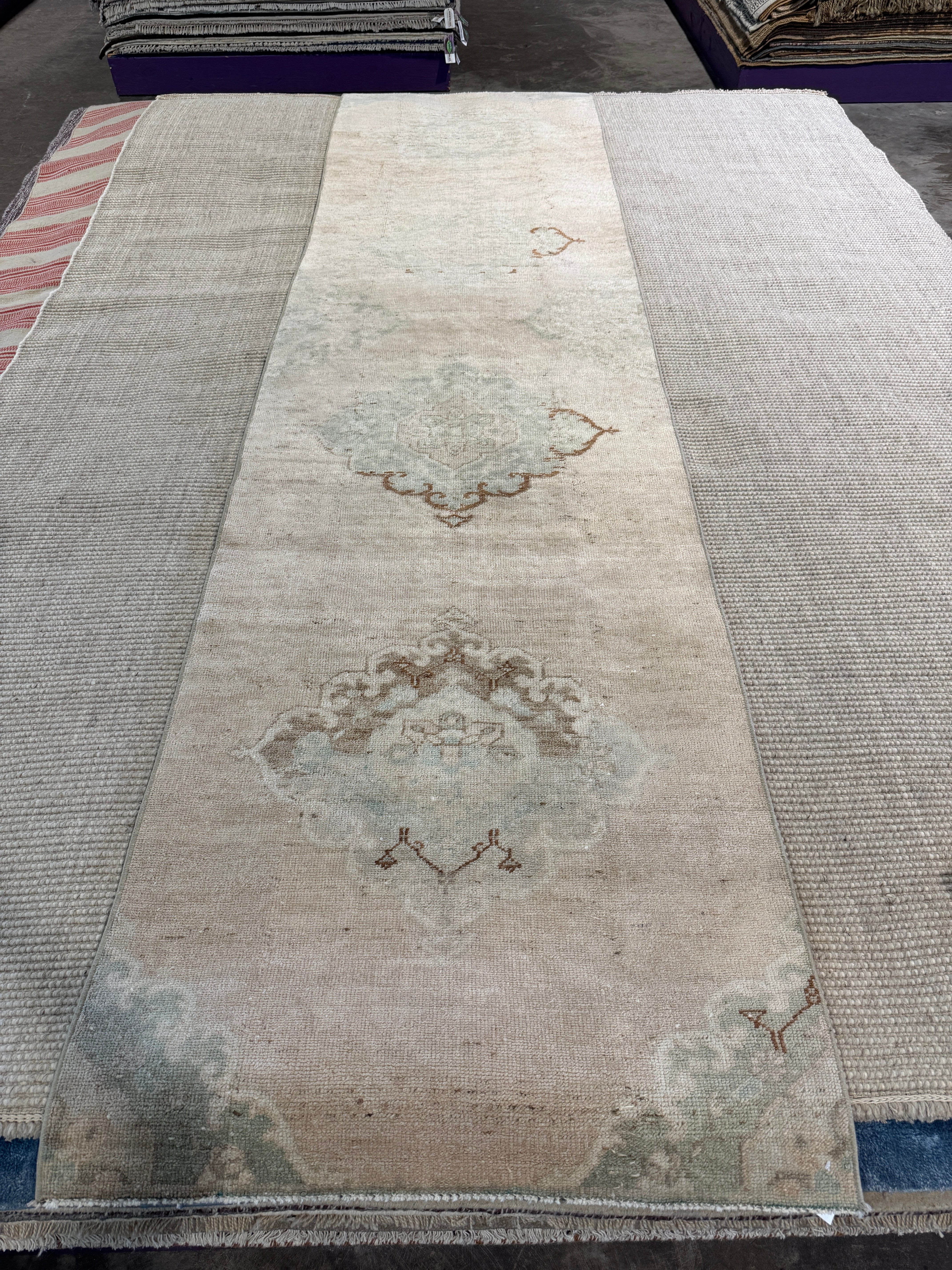Megan Roy 2.11x11.6 Light Pink Hand-Knotted Oushak Runner