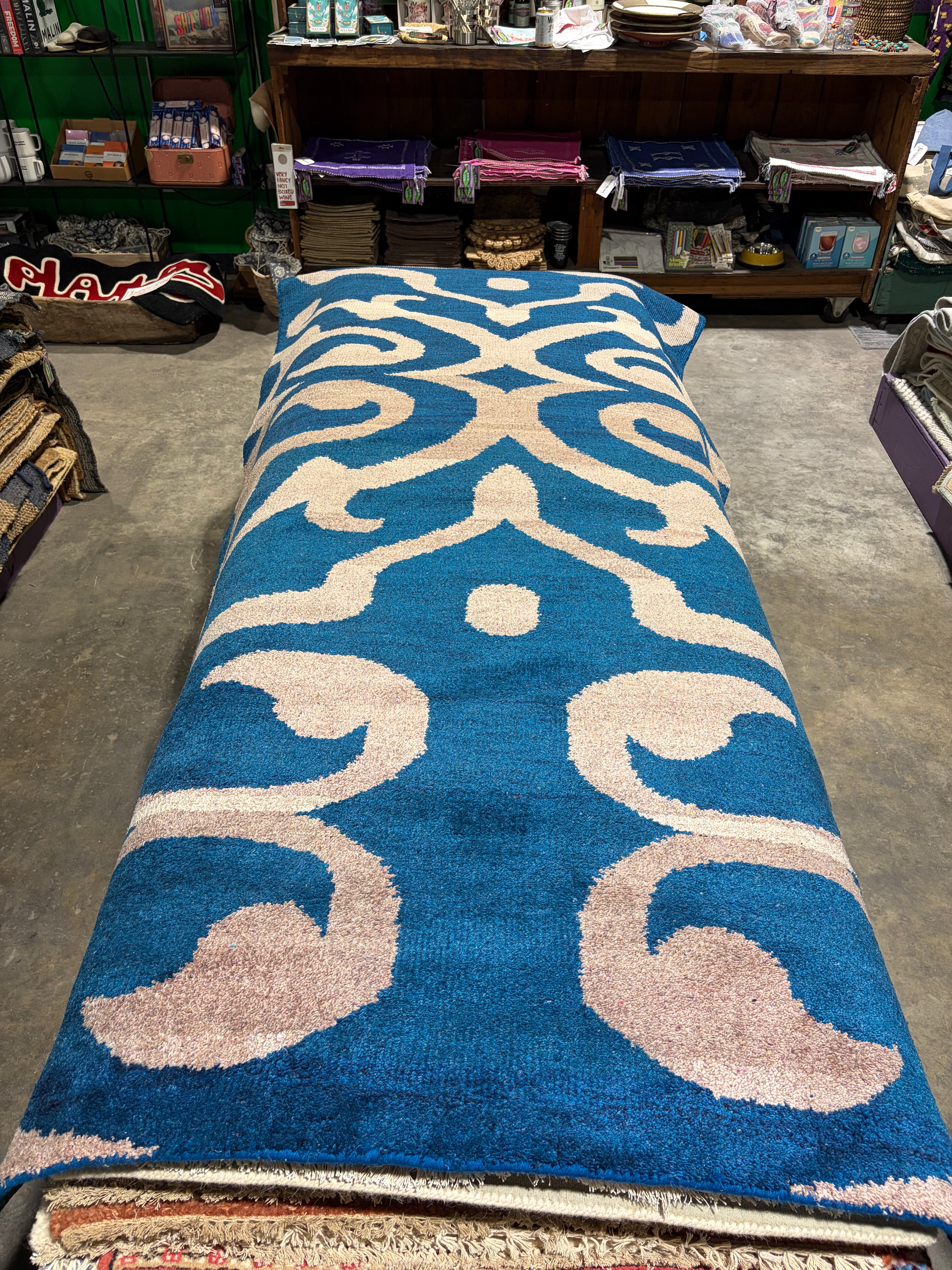 Andre Joel Hudson 4x10 Blue Hand-Knotted Modern Runner