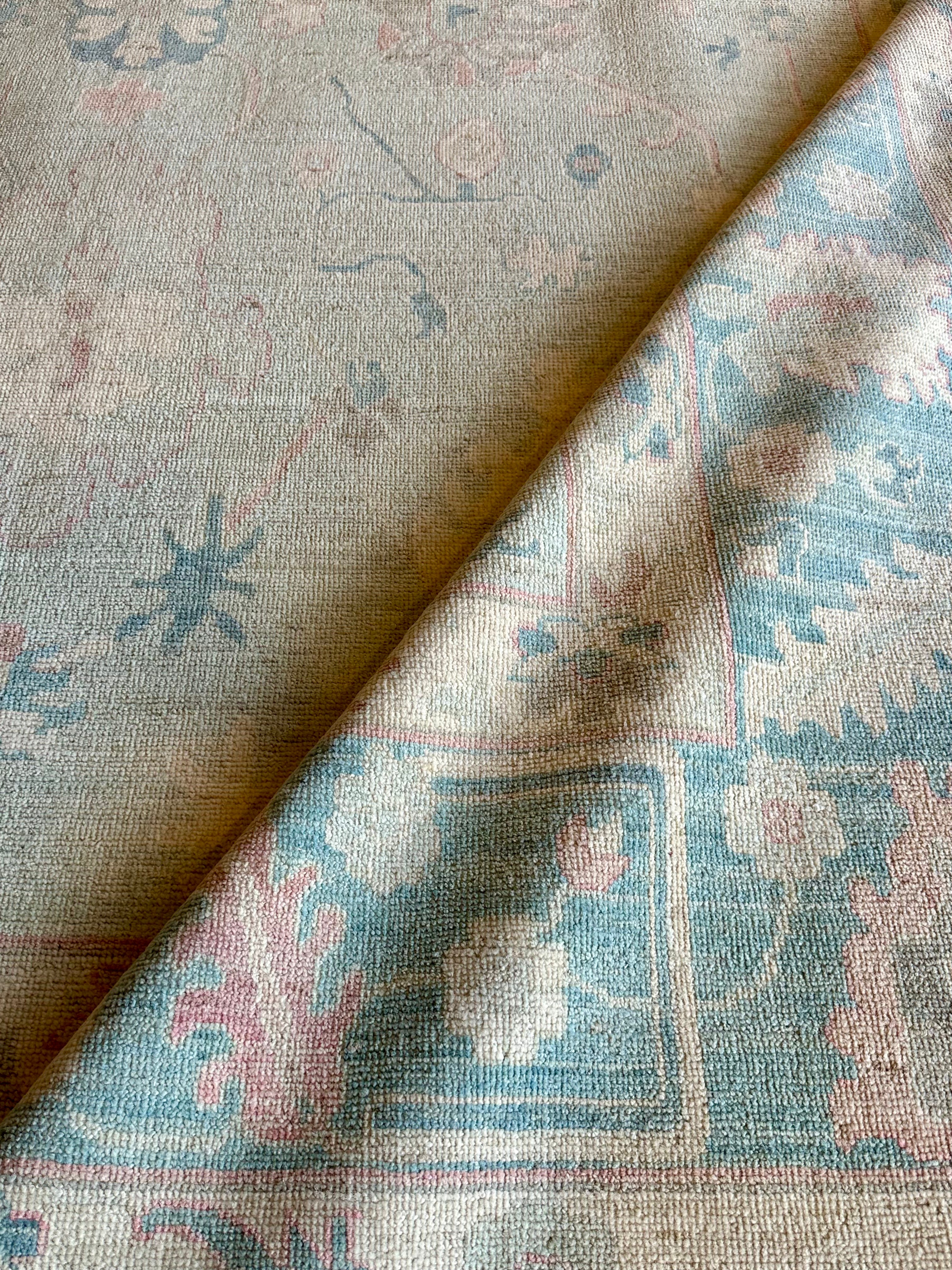 Kiera Alfaro 8.11x11.10 Light Blue Whitewashed Afghani Oushak