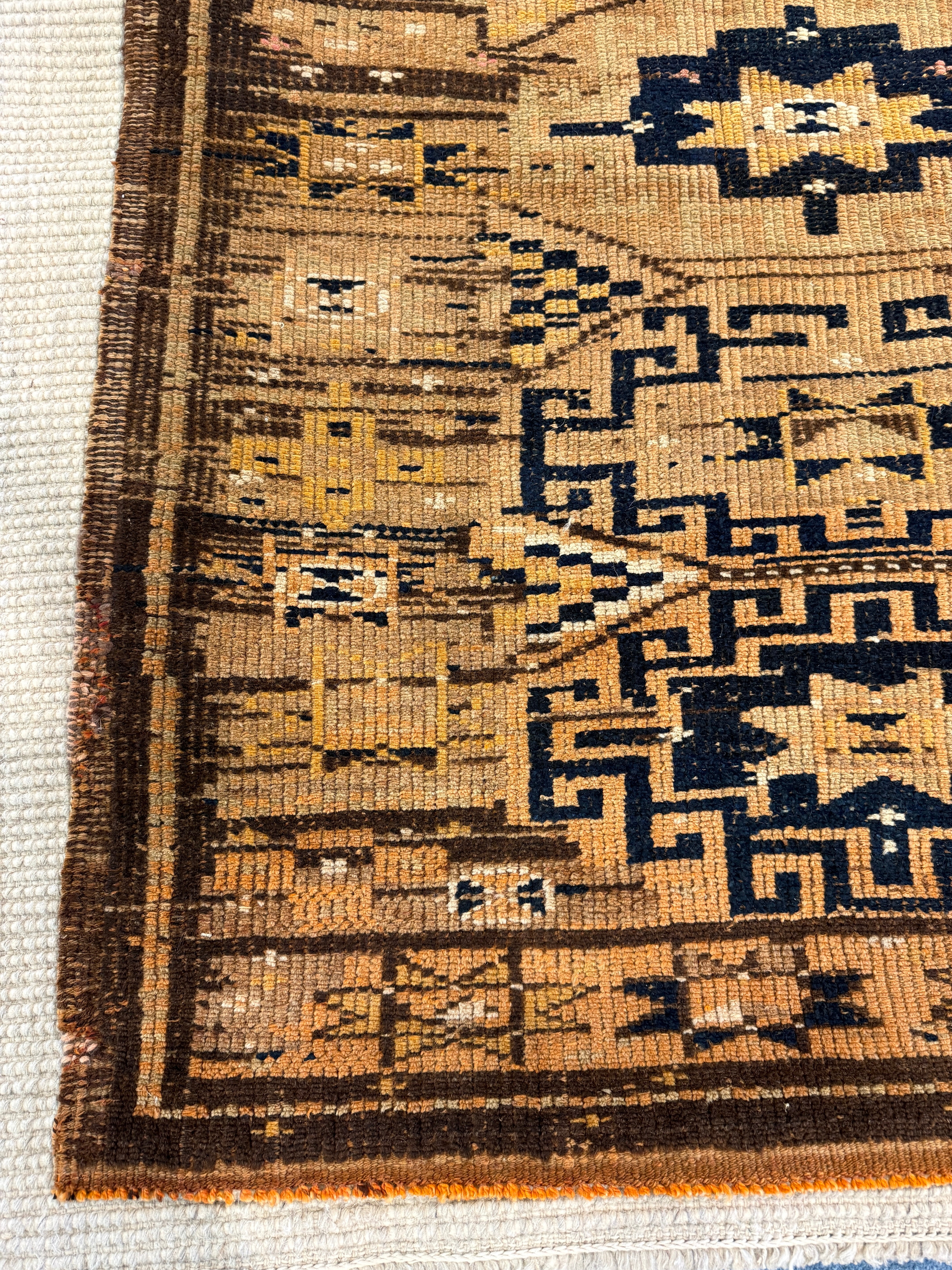Jolene Gregor 3.3x8.5 Brown Hand-Knotted Vintage Turkish Oushak