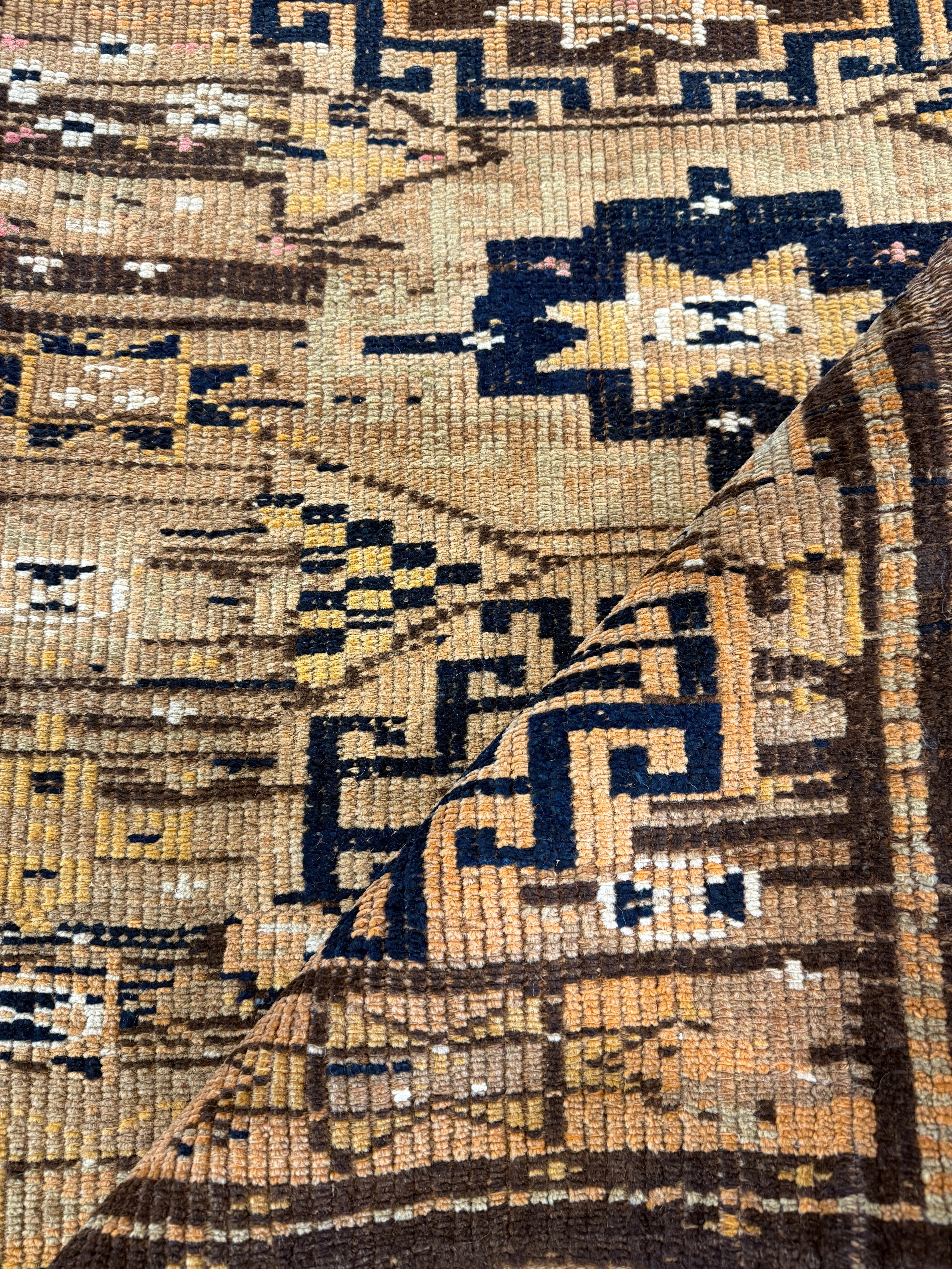 Jolene Gregor 3.3x8.5 Brown Hand-Knotted Vintage Turkish Oushak