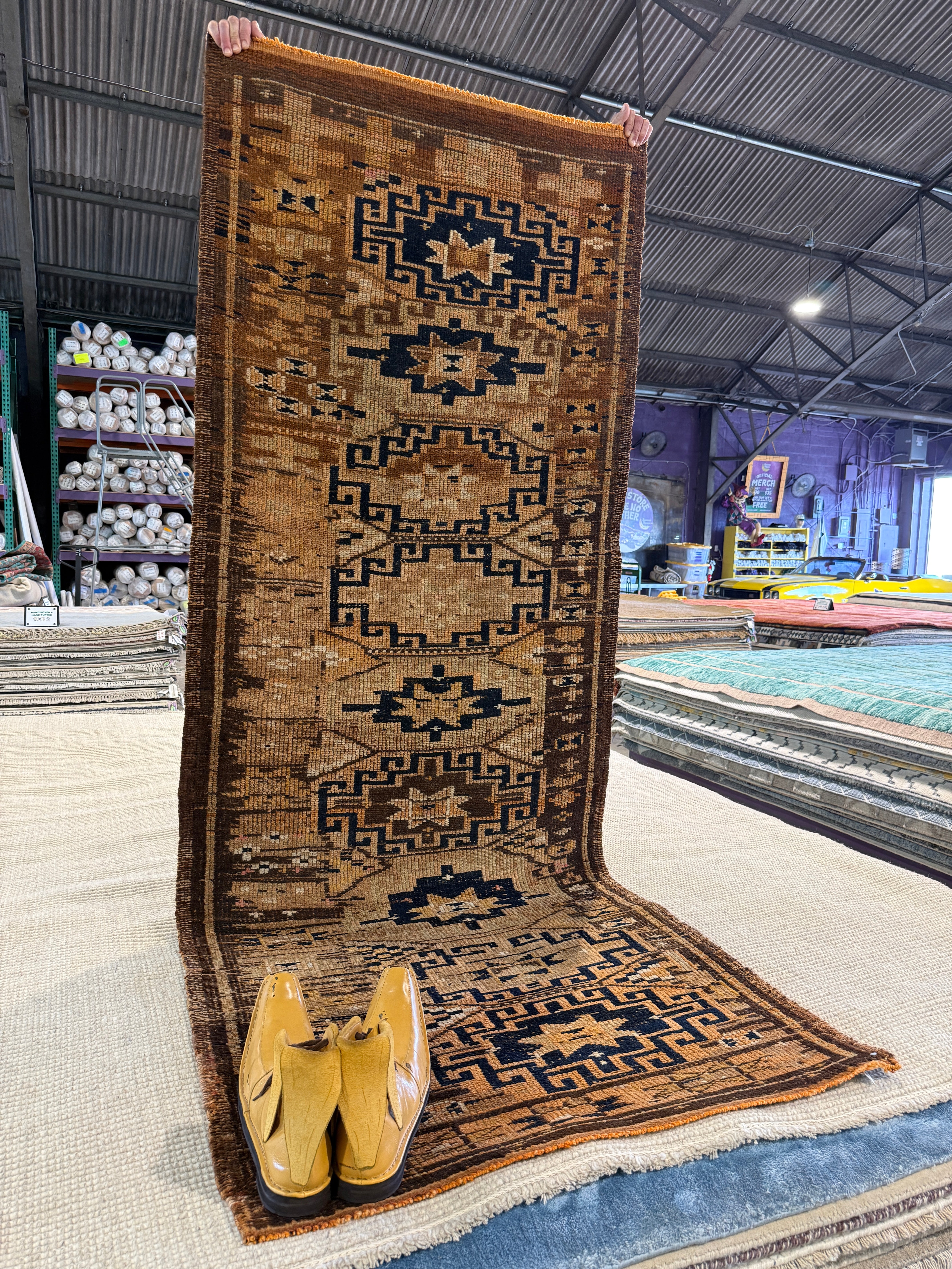 Jolene Gregor 3.3x8.5 Brown Hand-Knotted Vintage Turkish Oushak