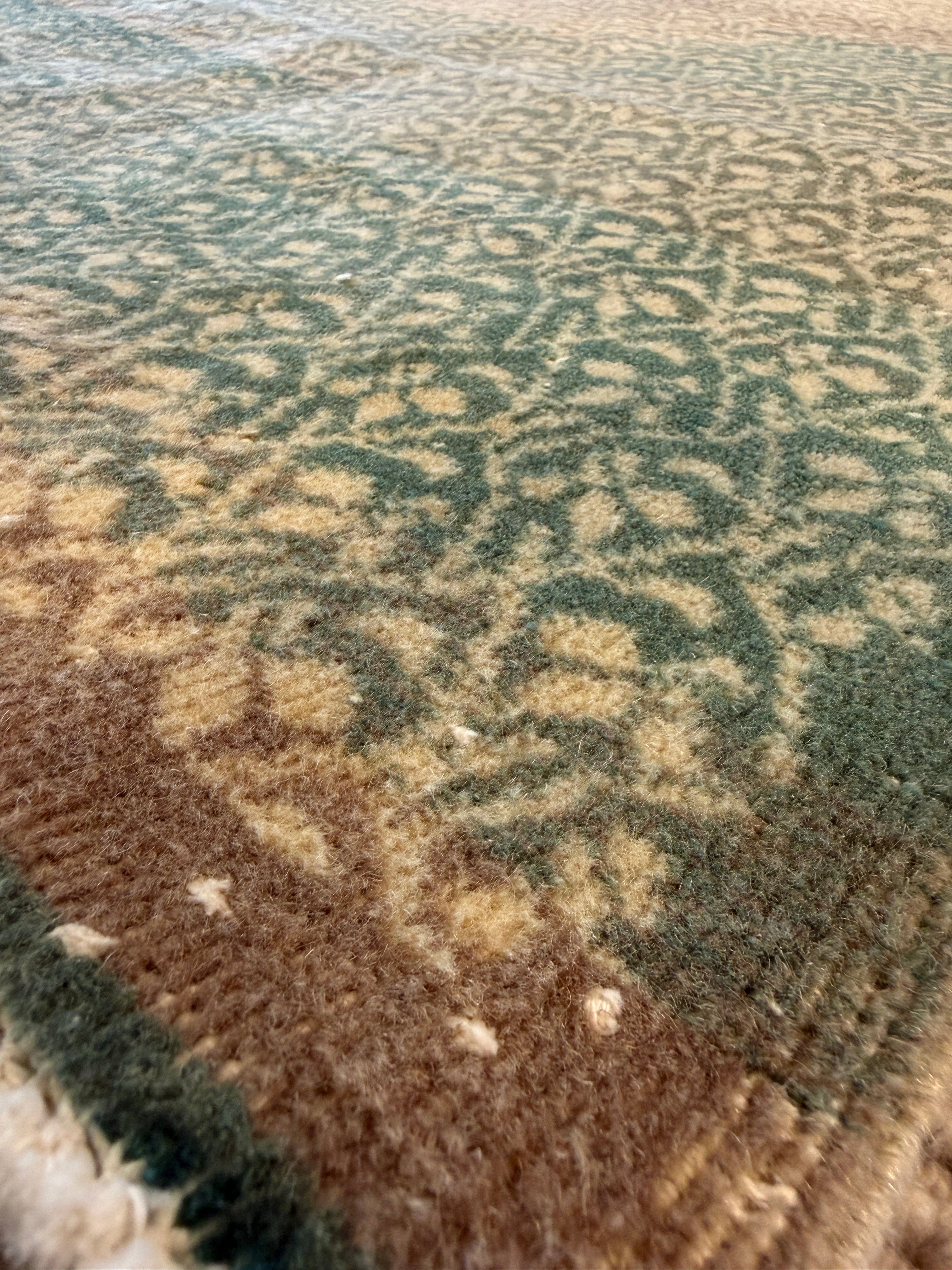 Bernadette Lane 3.11x6.10 Green Hand-Knotted Vintage Turkish Oushak