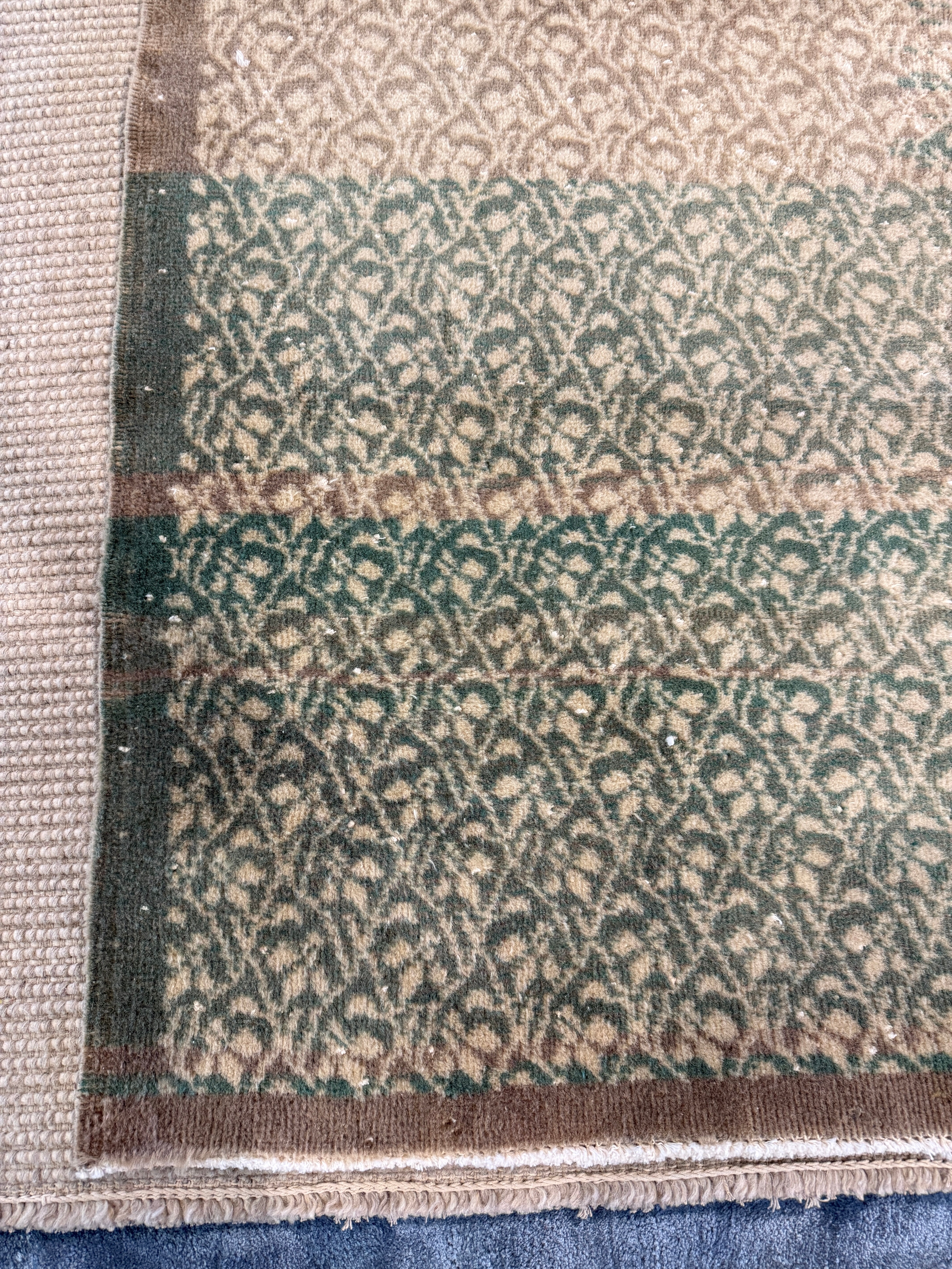 Bernadette Lane 3.11x6.10 Green Hand-Knotted Vintage Turkish Oushak