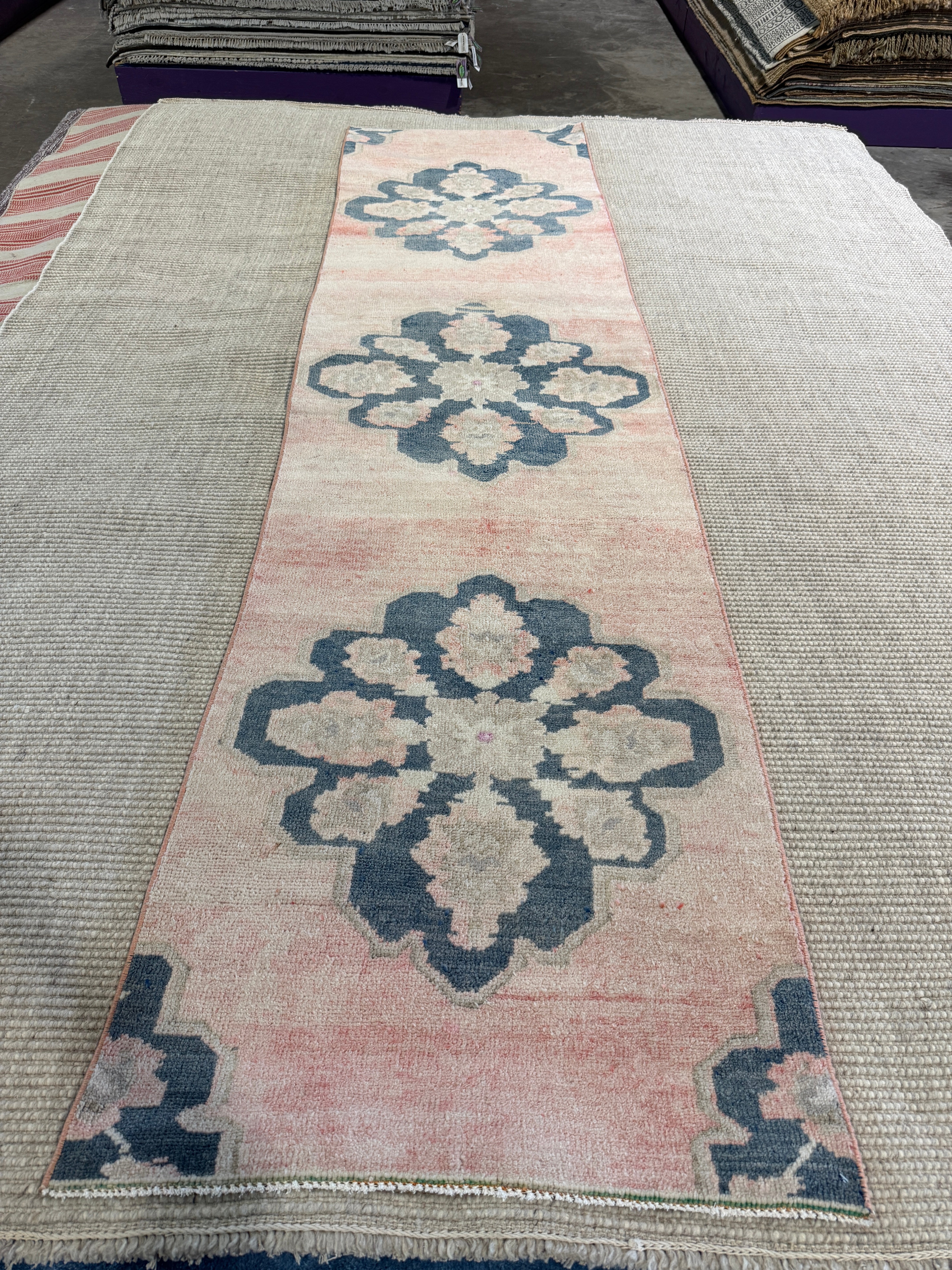 Peggy Bond 2.7x11 Pink Hand-Knotted Vintage Turkish Oushak Runner