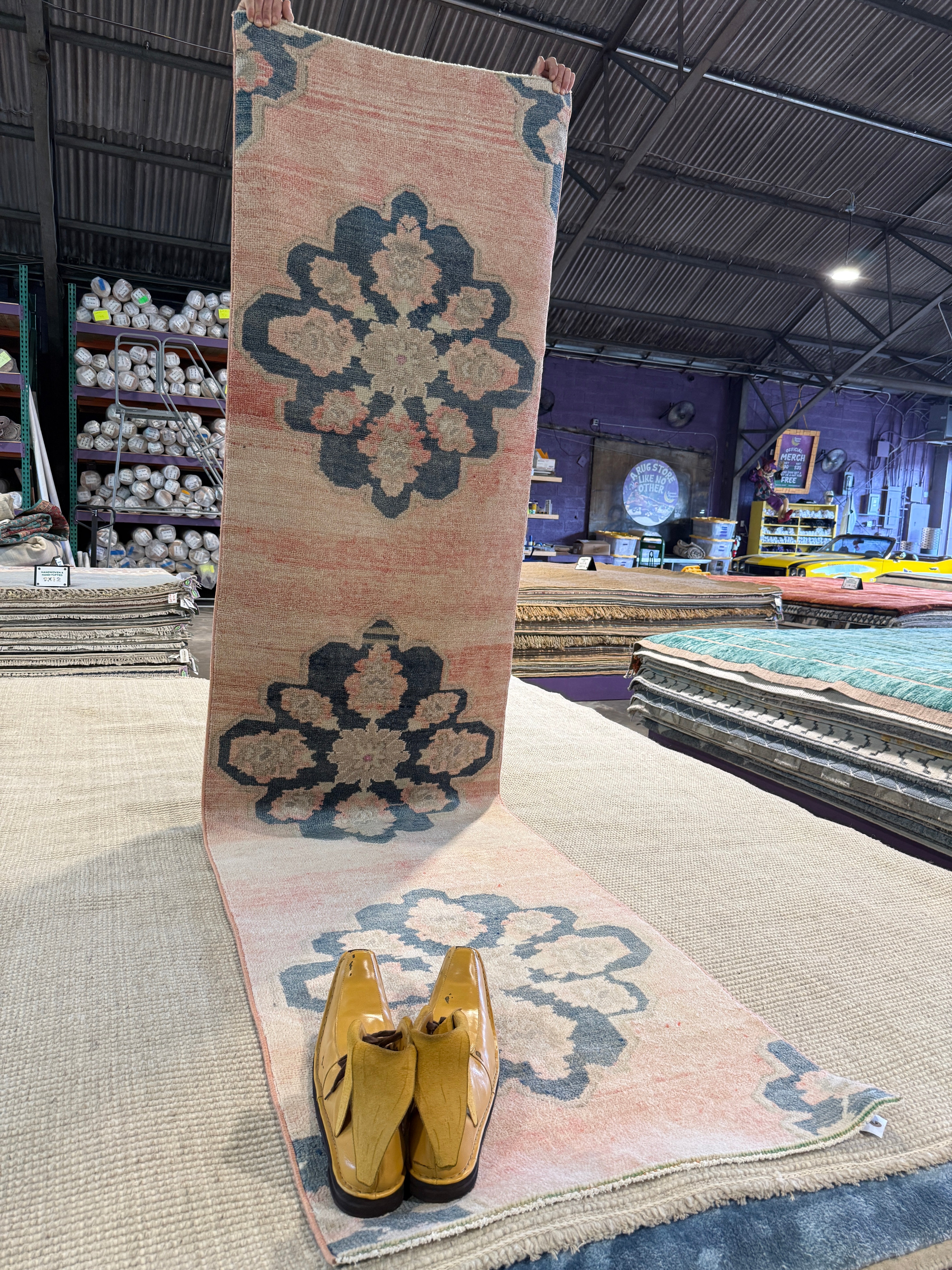 Peggy Bond 2.7x11 Pink Hand-Knotted Vintage Turkish Oushak Runner