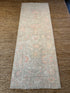 Rebecca Ferguson 2.10x7.10 Blue and Pink Whitewashed Afghani Oushak Runner