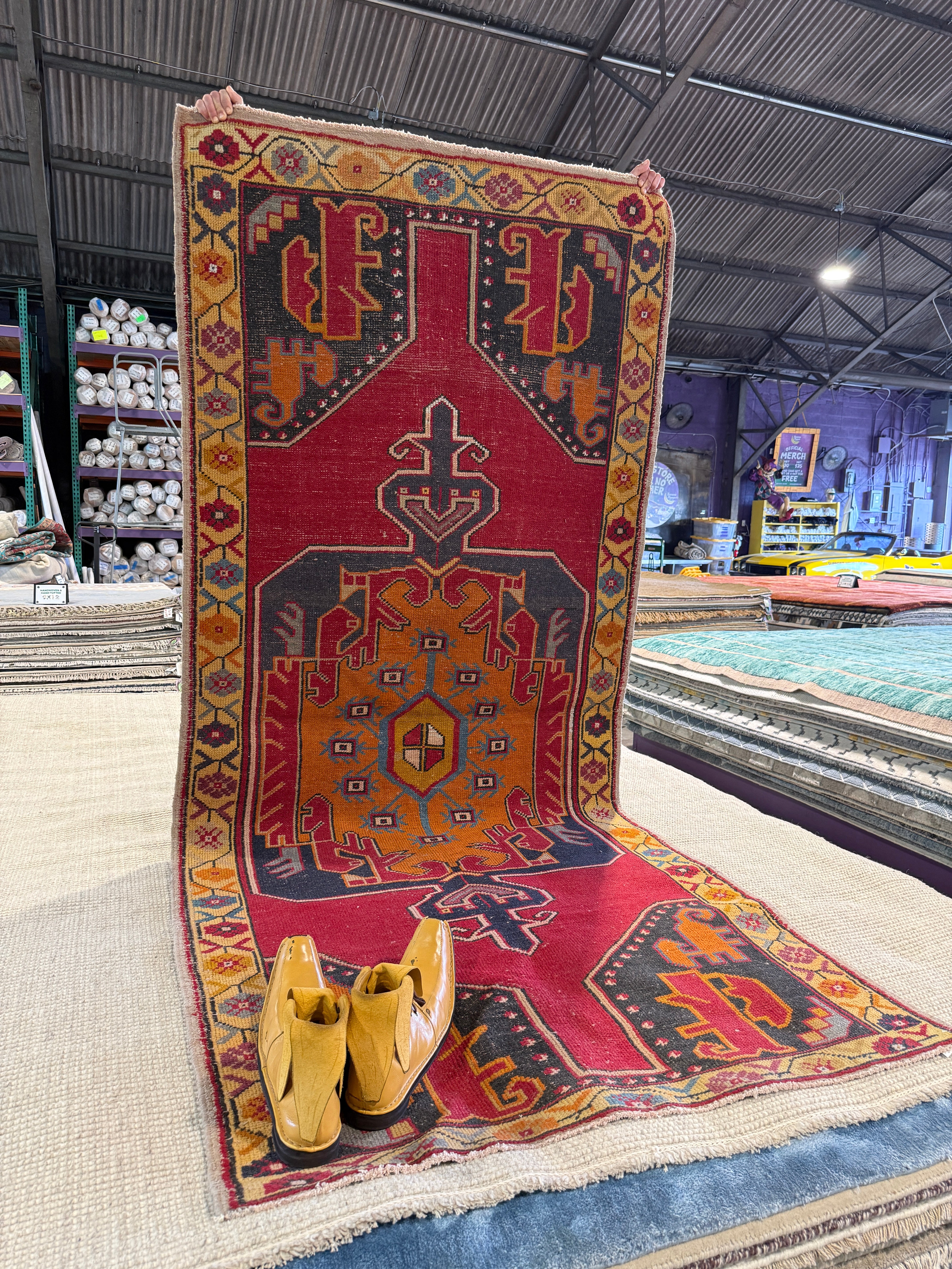 Rhonda Boon 4x9.6 Red Hand-Knotted Vintage Turkish Oushak Runner