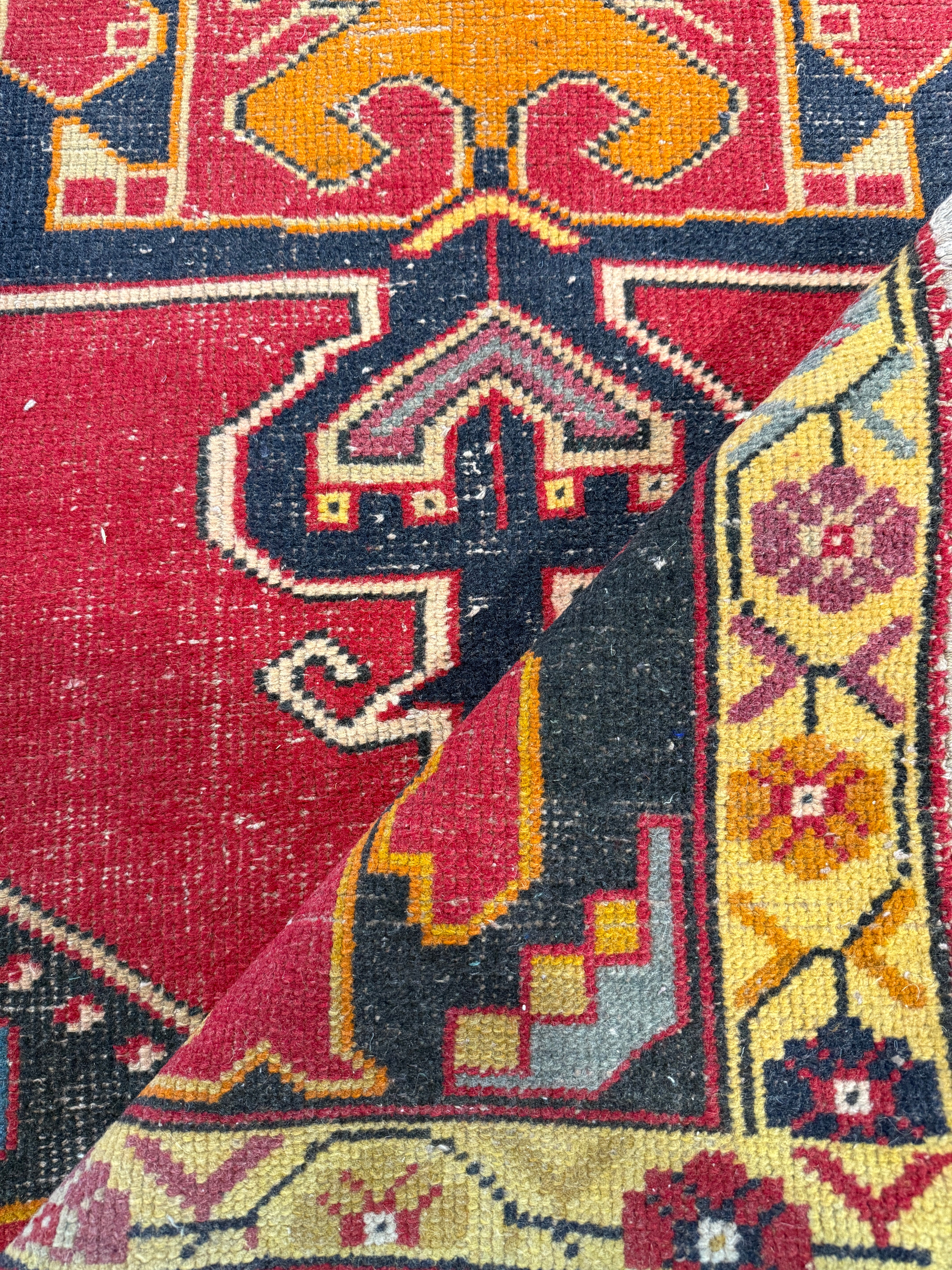 Rhonda Boon 4x9.6 Red Hand-Knotted Vintage Turkish Oushak Runner