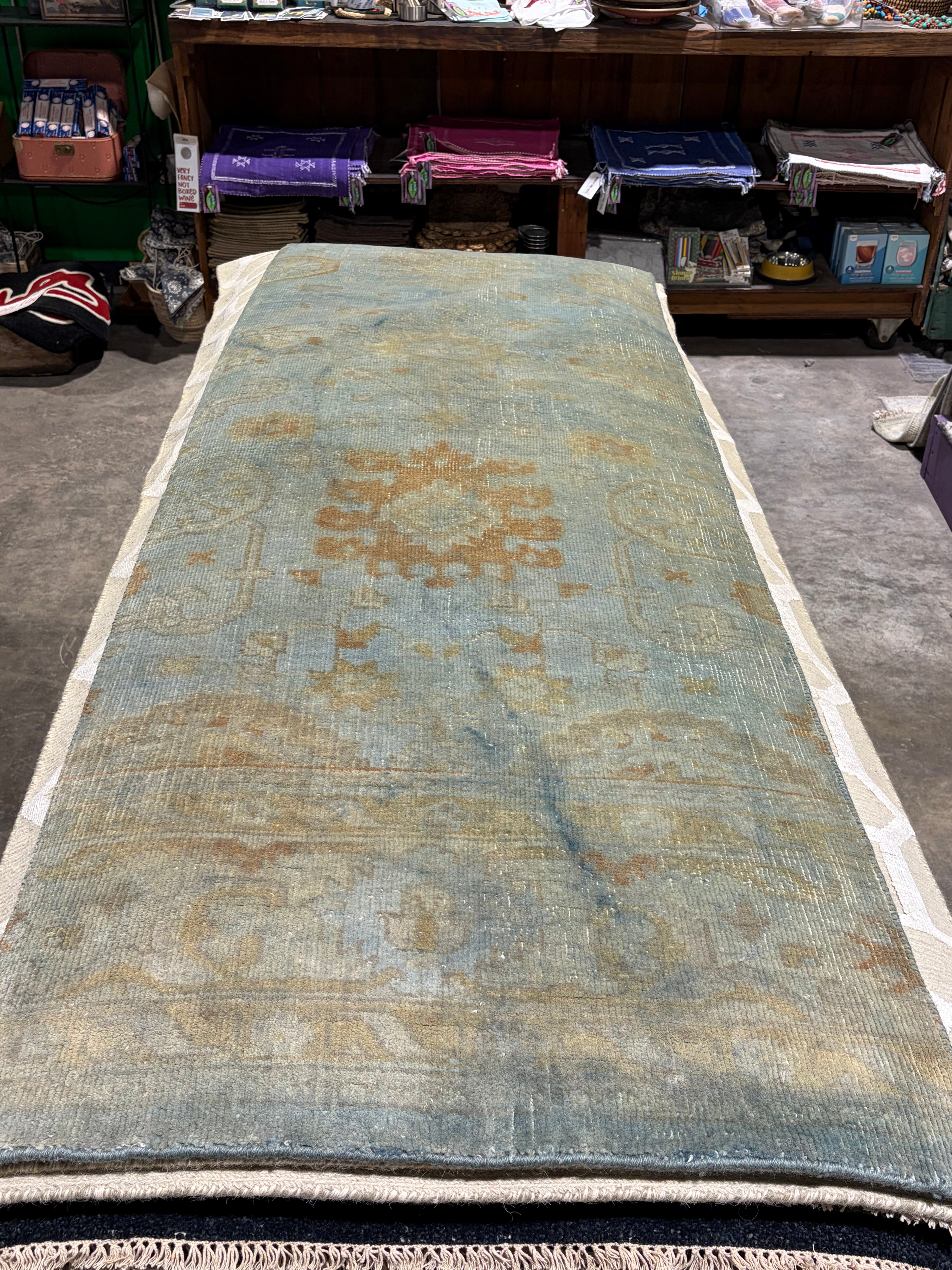 Holly Curran 2.9x10 Light Blue Hand-Knotted Oushak Runner