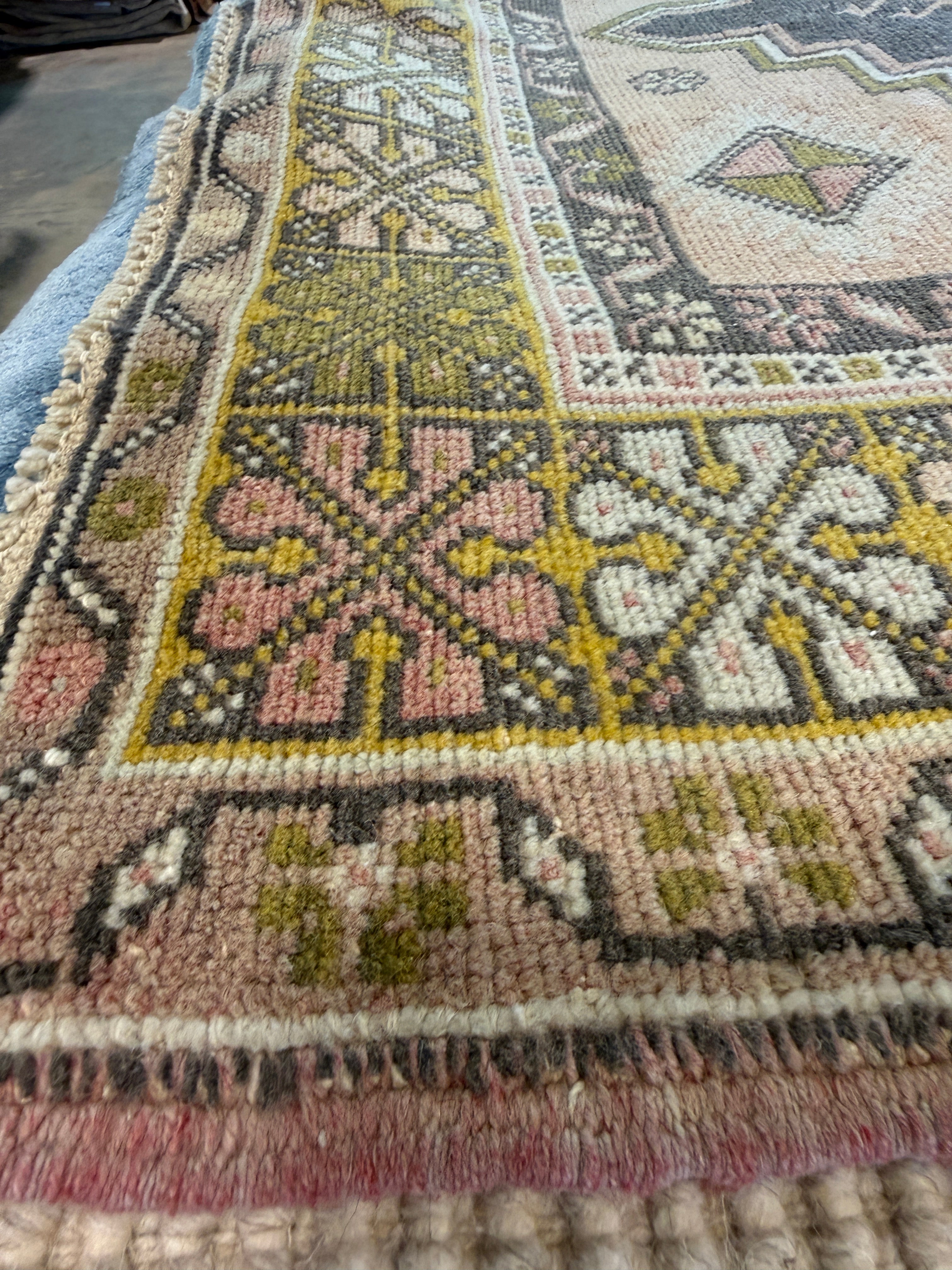 Kelly Johnson 4.2x6.10 Pink Hand-Knotted Vintage Turkish Oushak