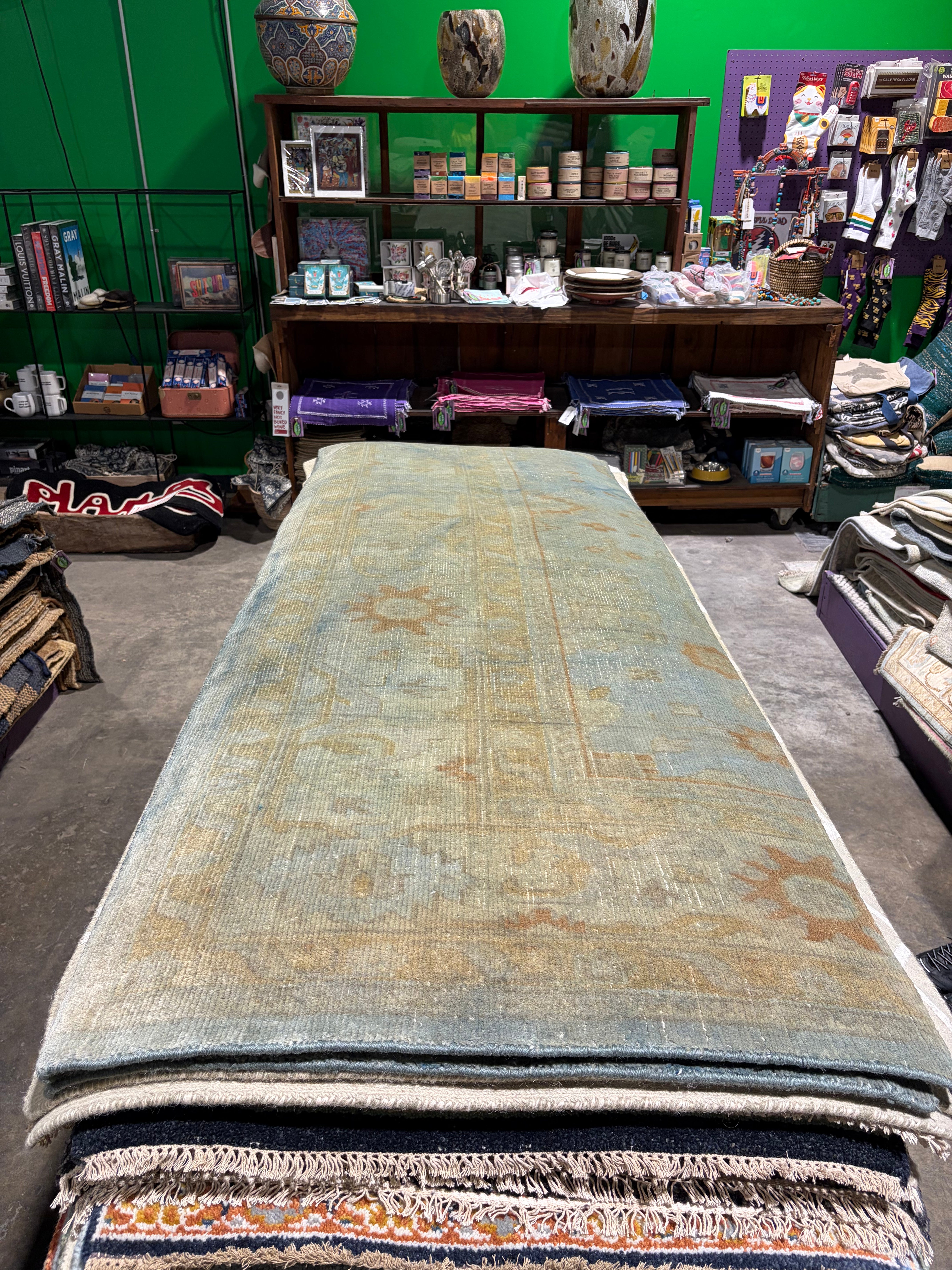 Holly Curran 2.9x10 Light Blue Hand-Knotted Oushak Runner