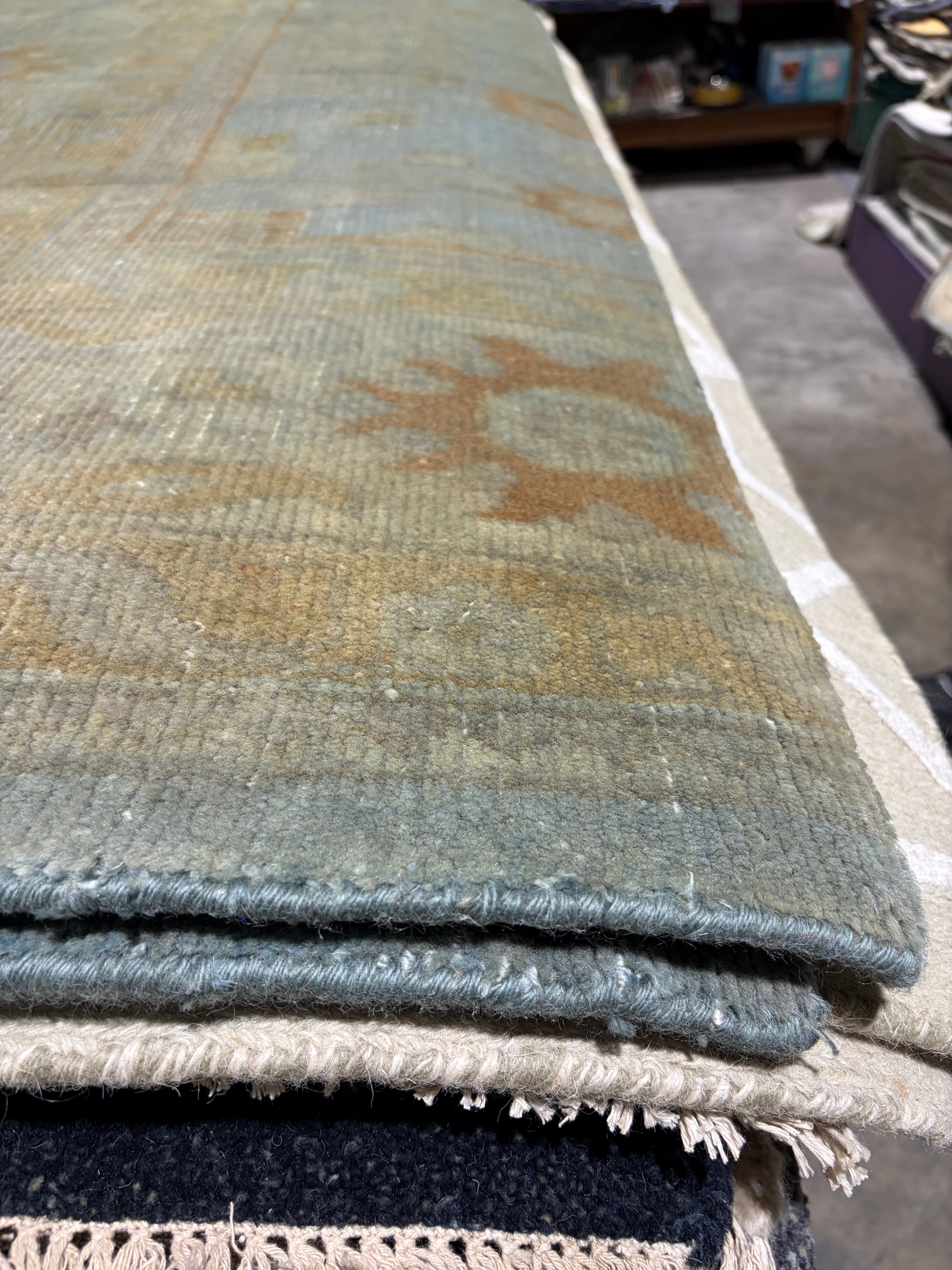 Holly Curran 2.9x10 Light Blue Hand-Knotted Oushak Runner