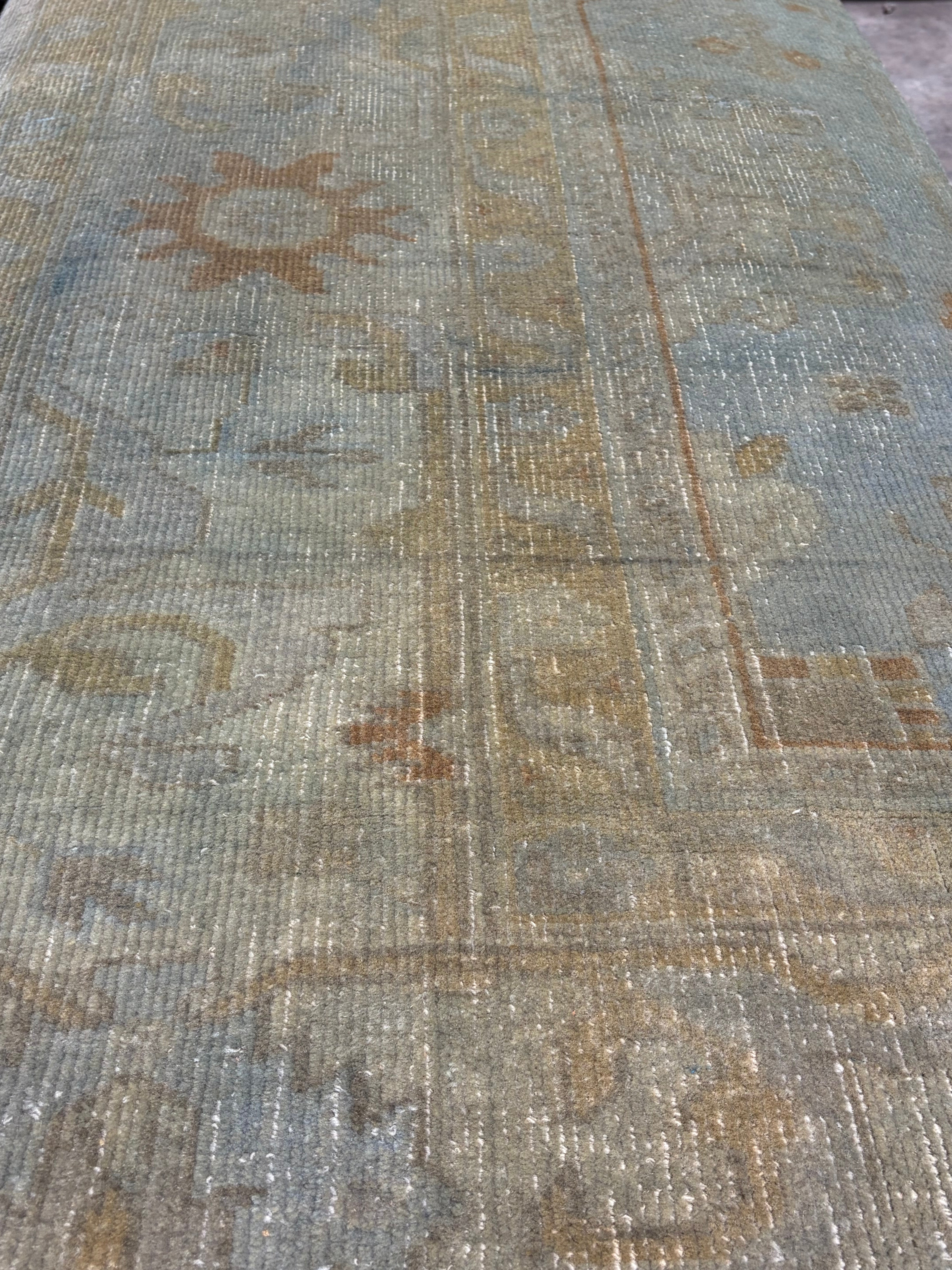 Holly Curran 2.9x10 Light Blue Hand-Knotted Oushak Runner