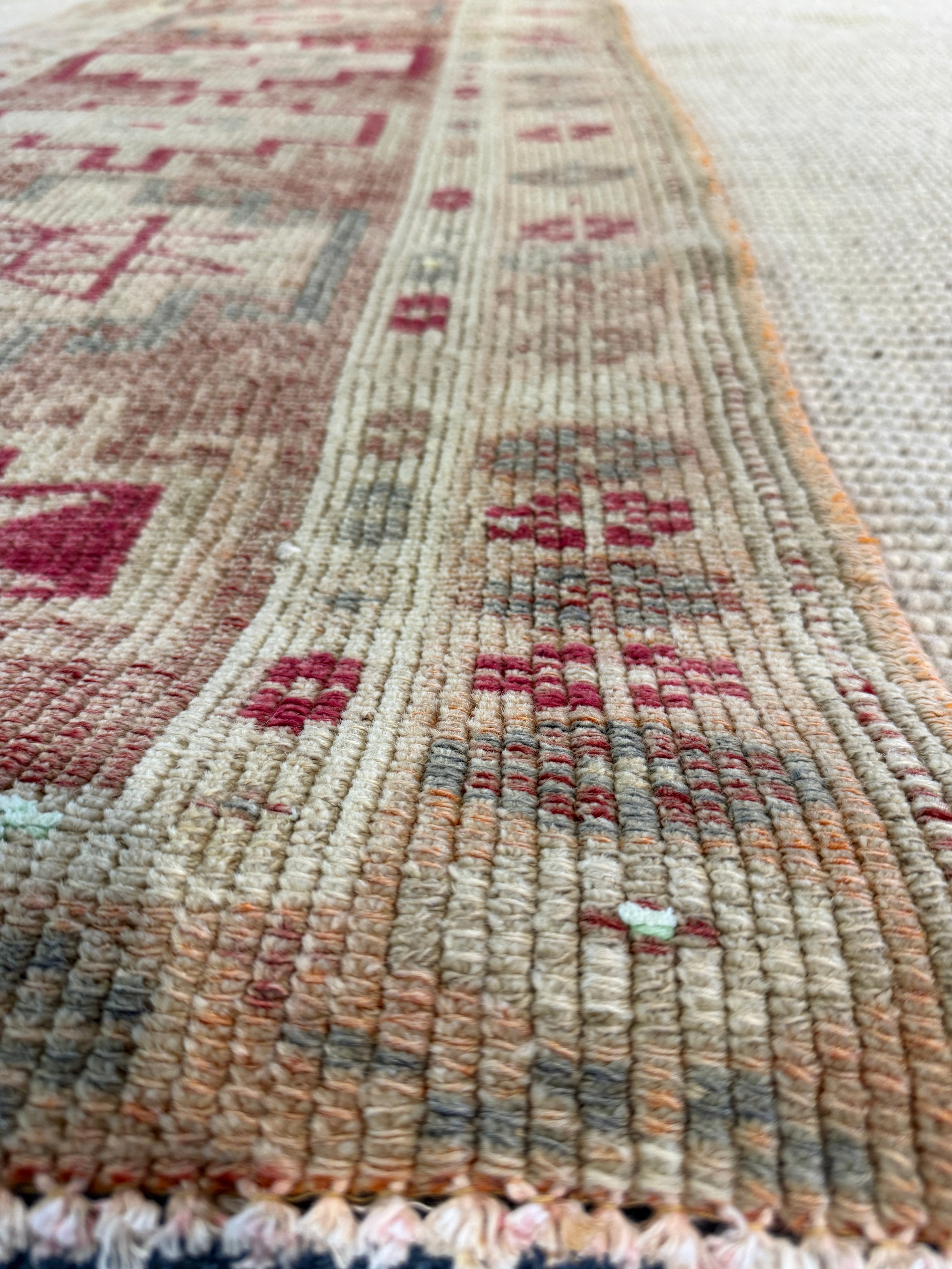 Lisa Ashton 2.8x11.7 Pink Hand-Knotted Vintage Turkish Oushak Runner