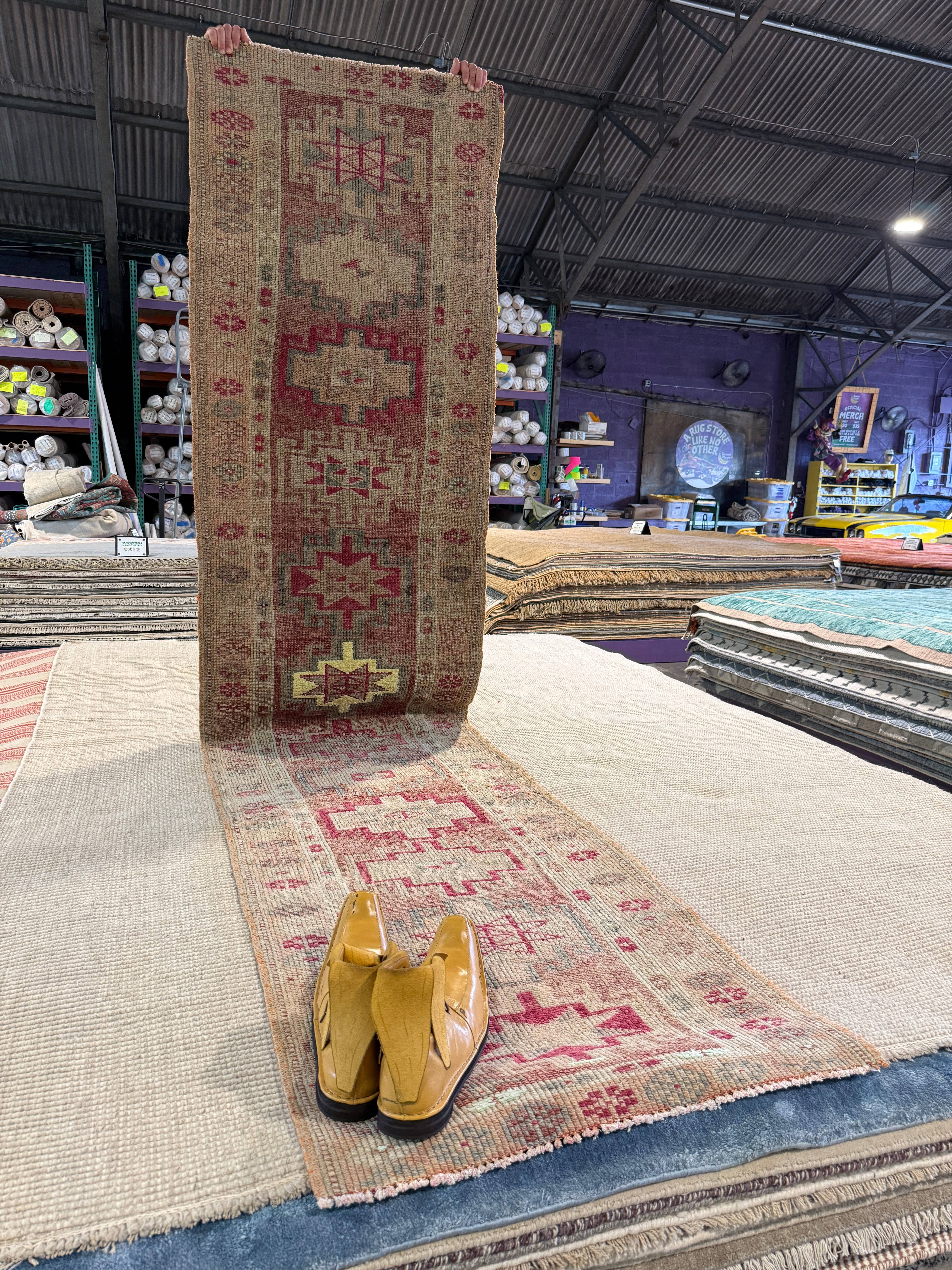 Lisa Ashton 2.8x11.7 Pink Hand-Knotted Vintage Turkish Oushak Runner