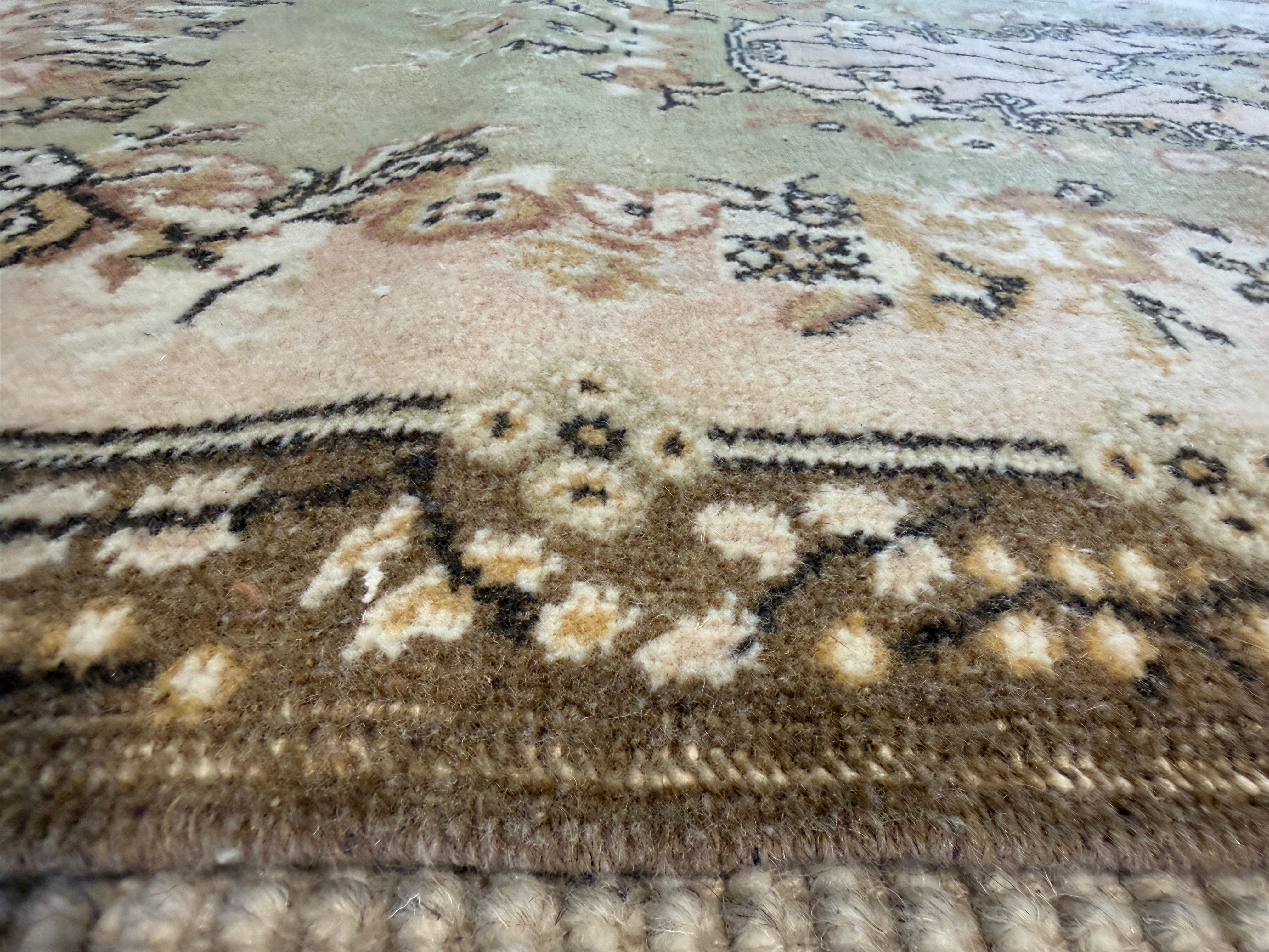 Gail Prima 3.9x7 Green Hand-Knotted Vintage Turkish Oushak