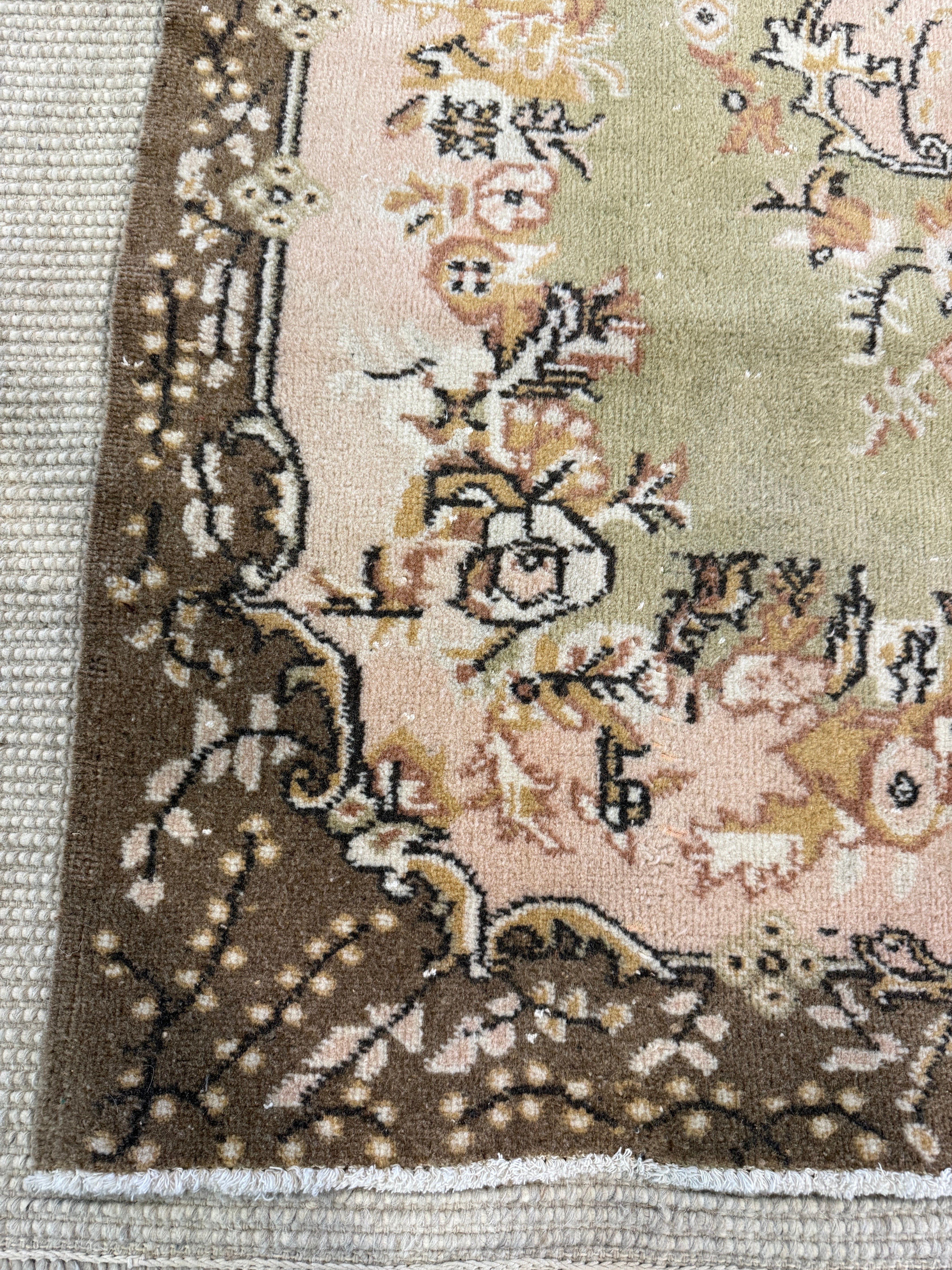 Gail Prima 3.9x7 Green Hand-Knotted Vintage Turkish Oushak