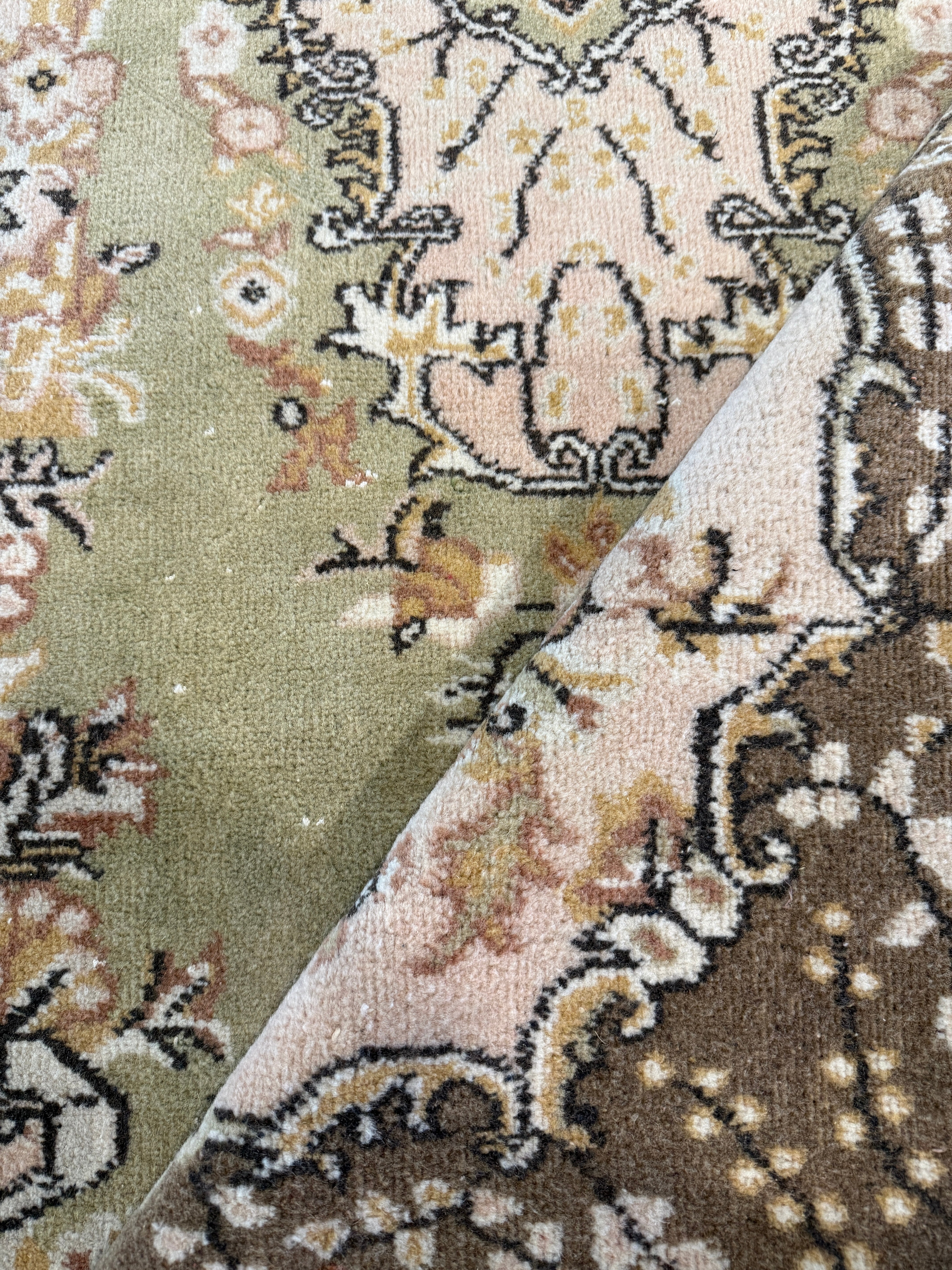 Gail Prima 3.9x7 Green Hand-Knotted Vintage Turkish Oushak