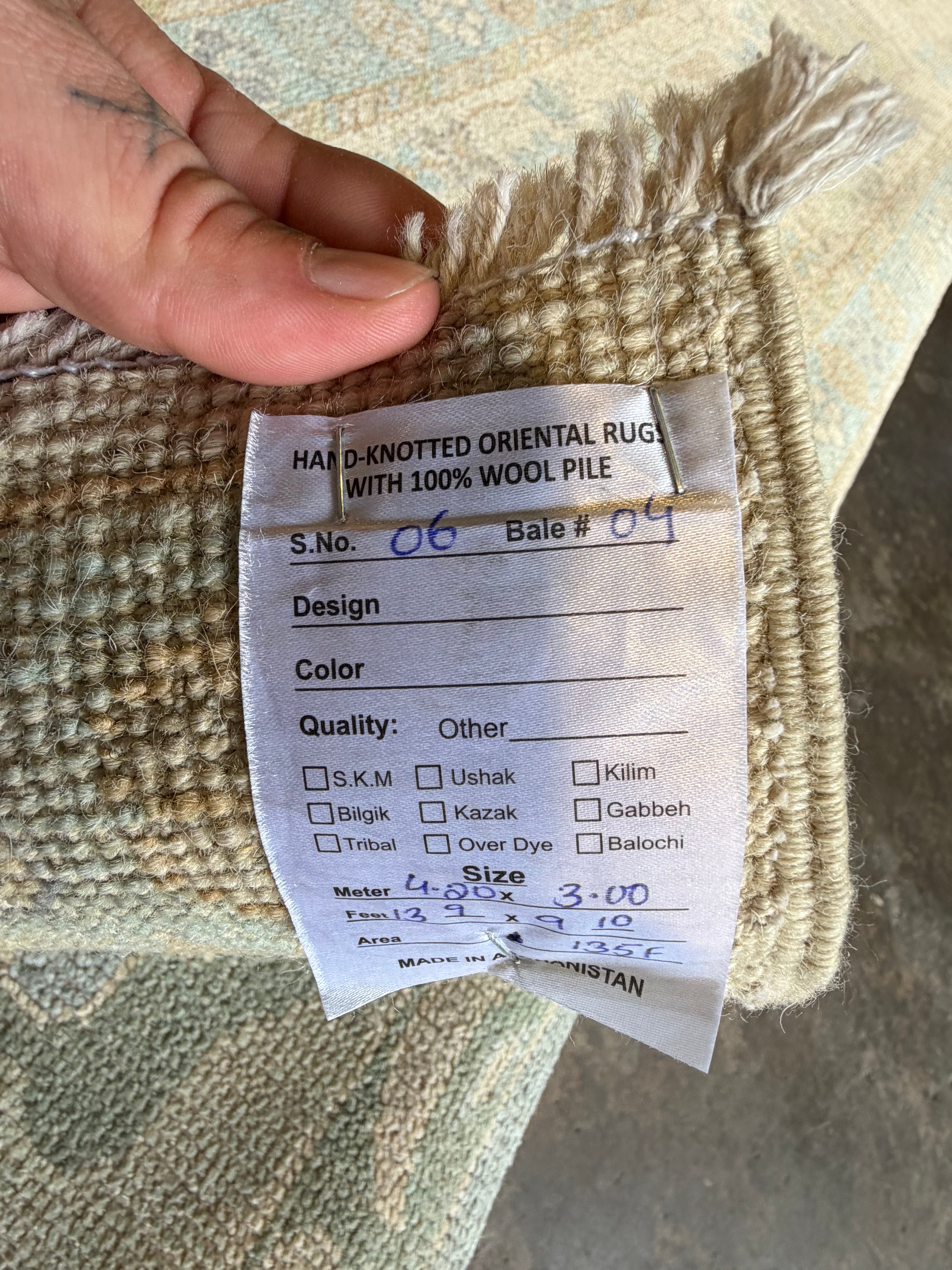 Casandra Barron 9.10x13.9 Cream and Blue Afghani Whitewashed Oushak