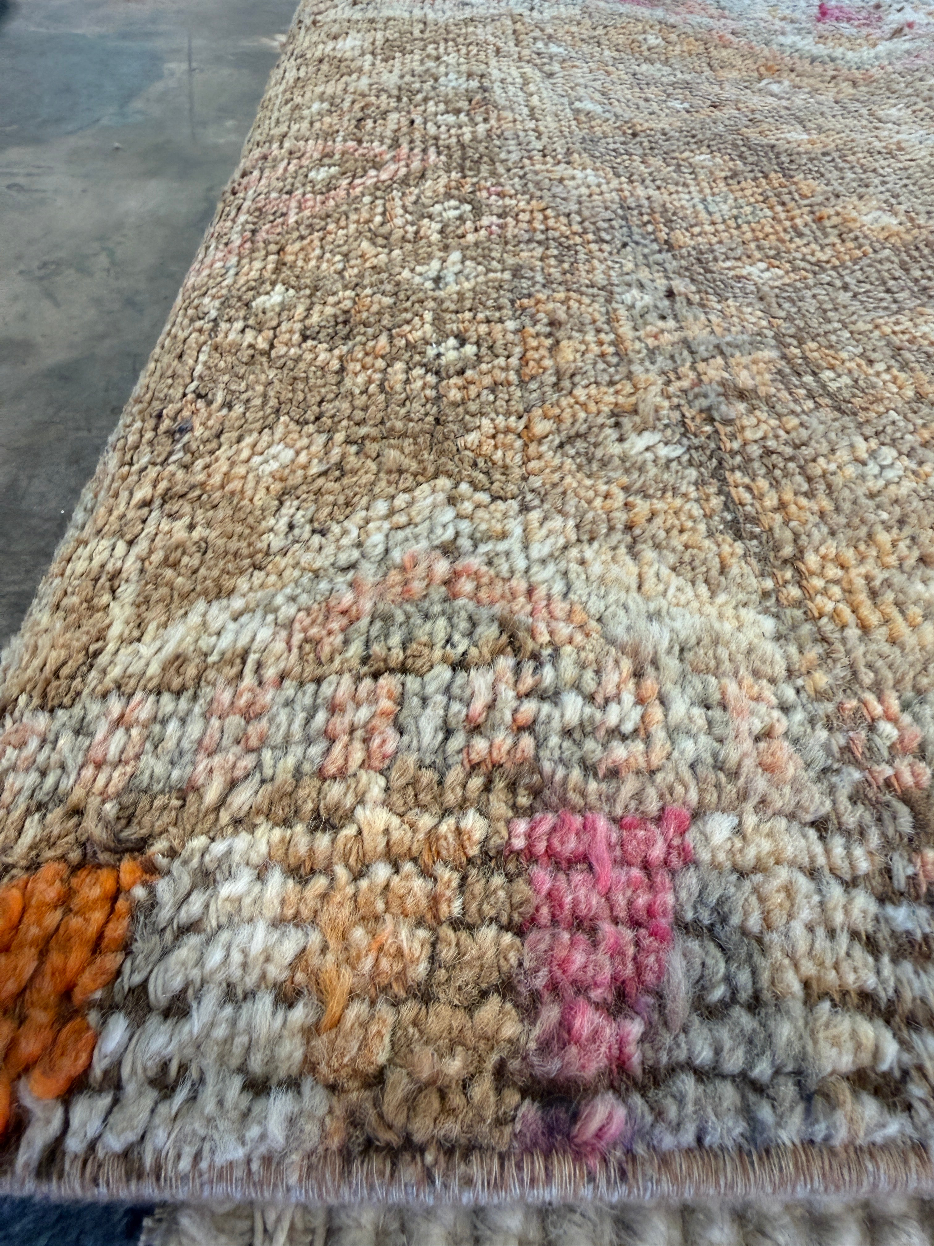 Justine Gramegna 2.7x12.8 Pink Hand-Knotted Vintage Turkish Oushak Runner