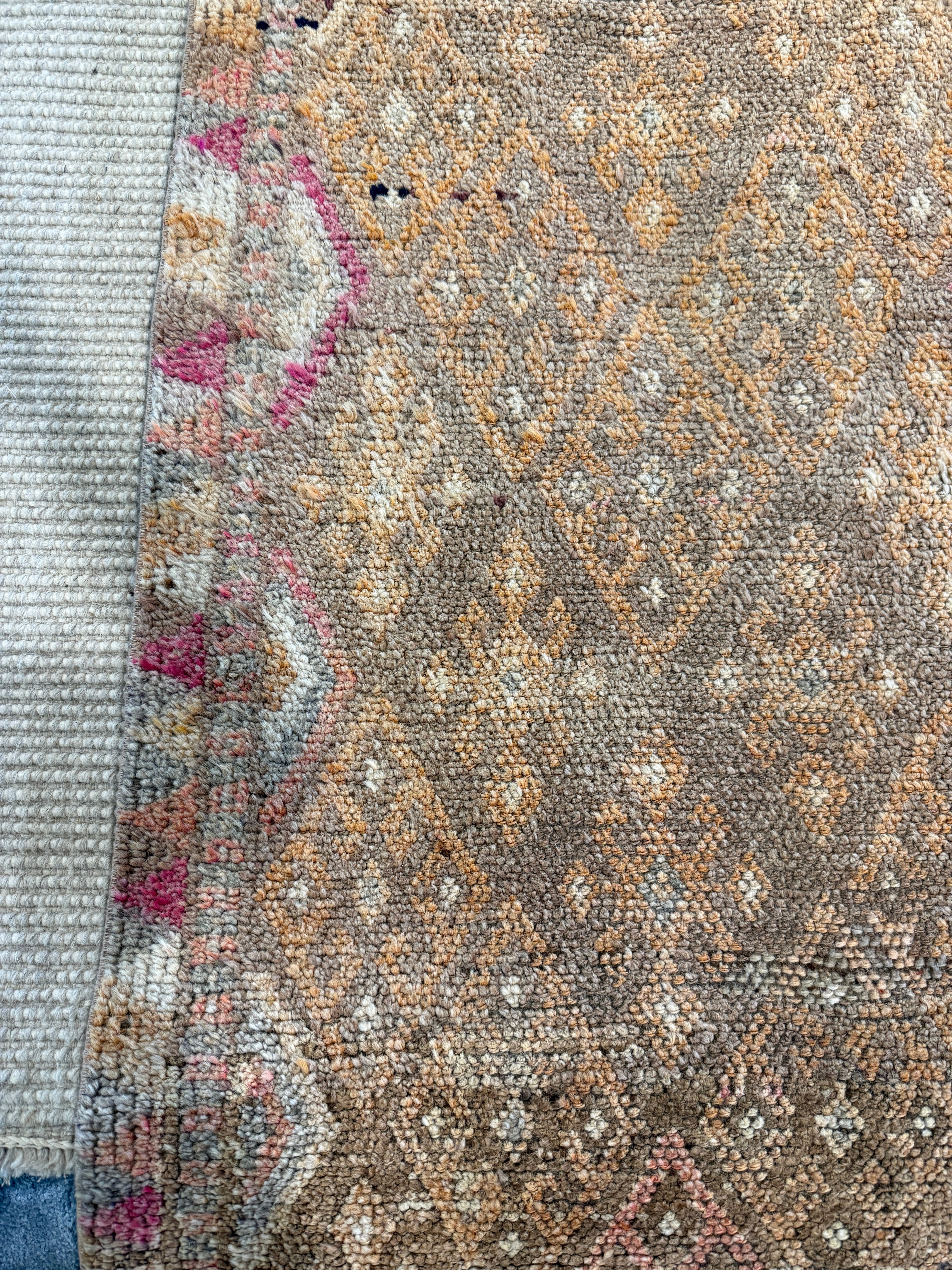 Justine Gramegna 2.7x12.8 Pink Hand-Knotted Vintage Turkish Oushak Runner