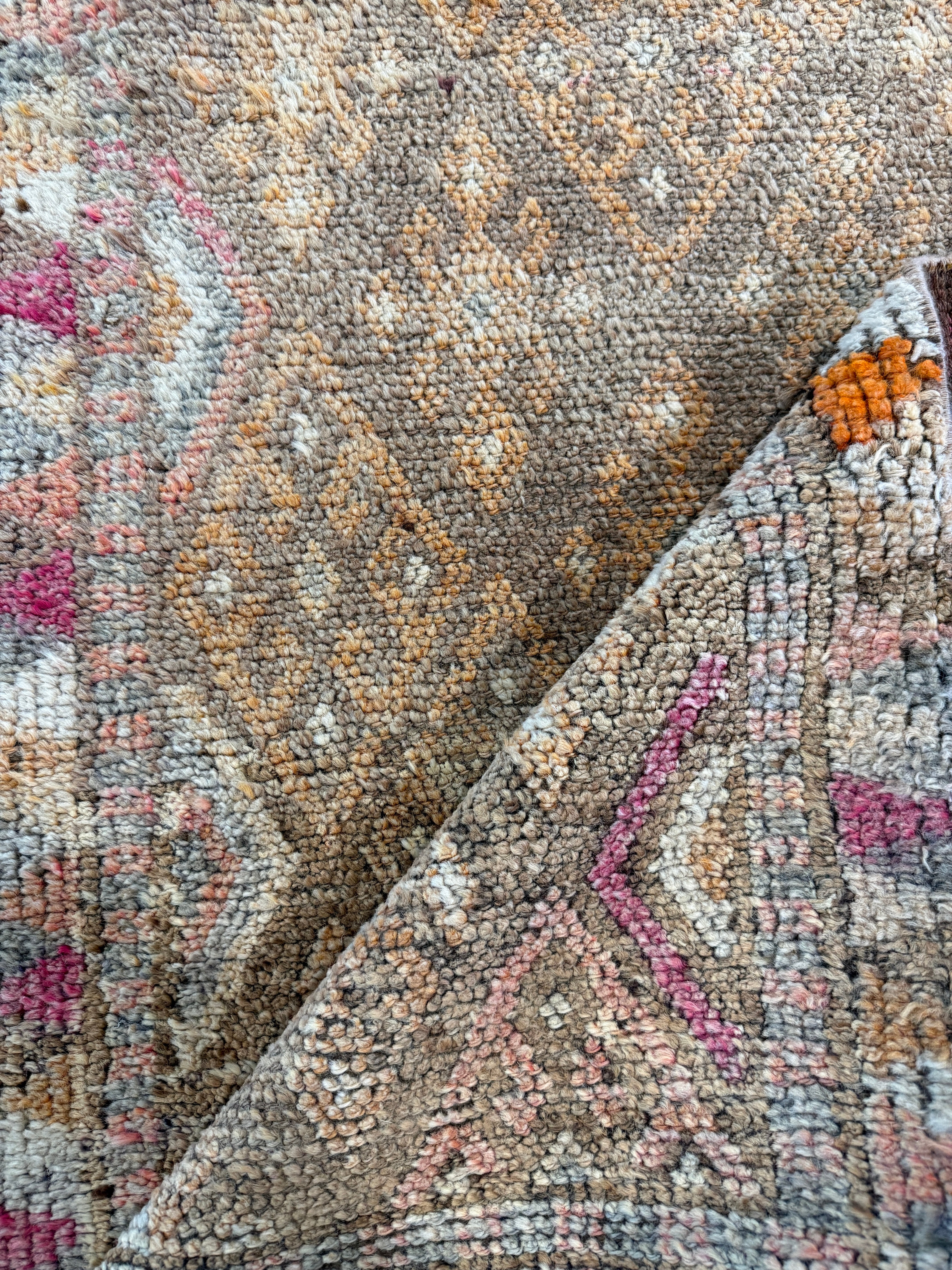 Justine Gramegna 2.7x12.8 Pink Hand-Knotted Vintage Turkish Oushak Runner