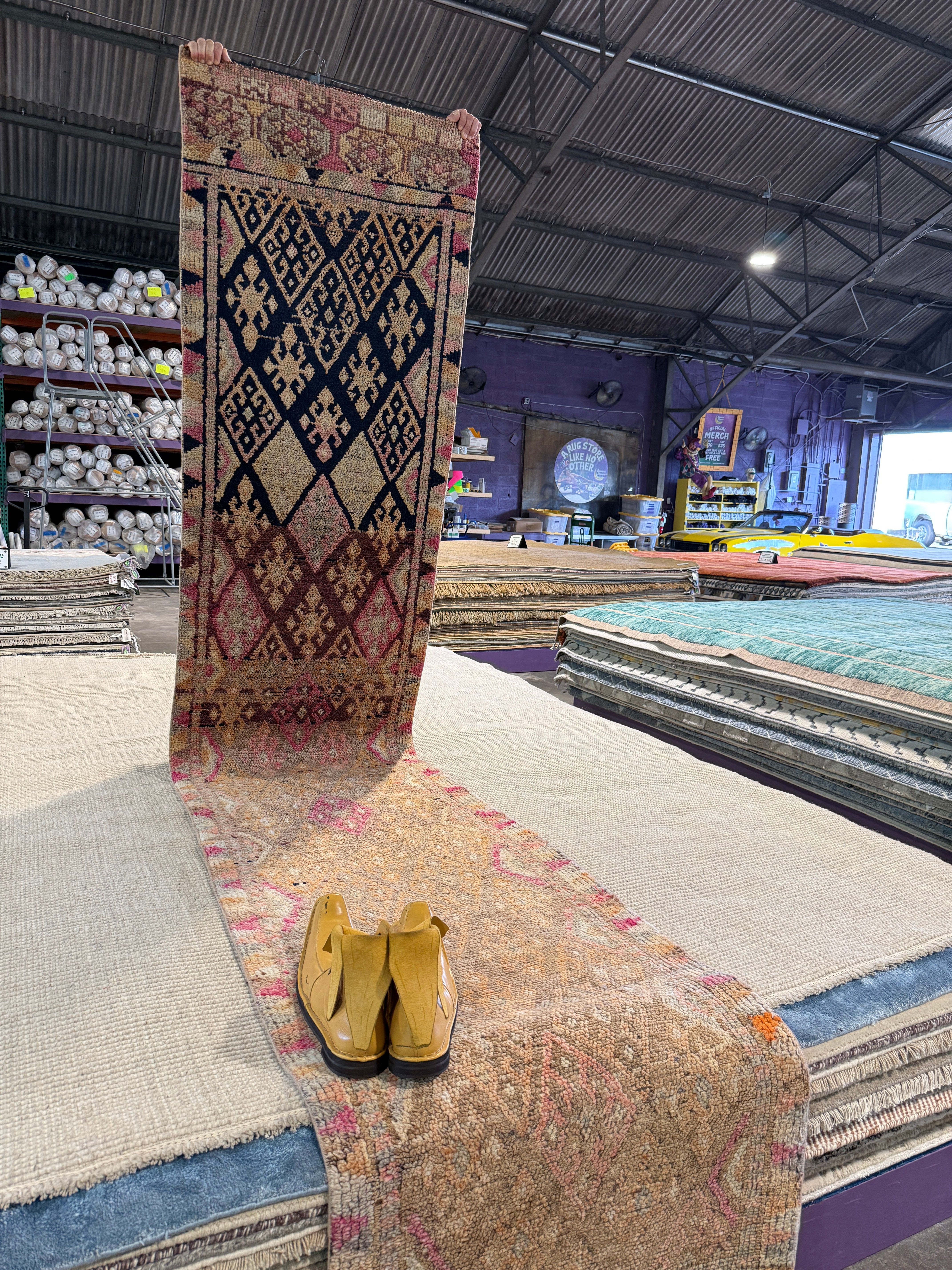 Justine Gramegna 2.7x12.8 Pink Hand-Knotted Vintage Turkish Oushak Runner