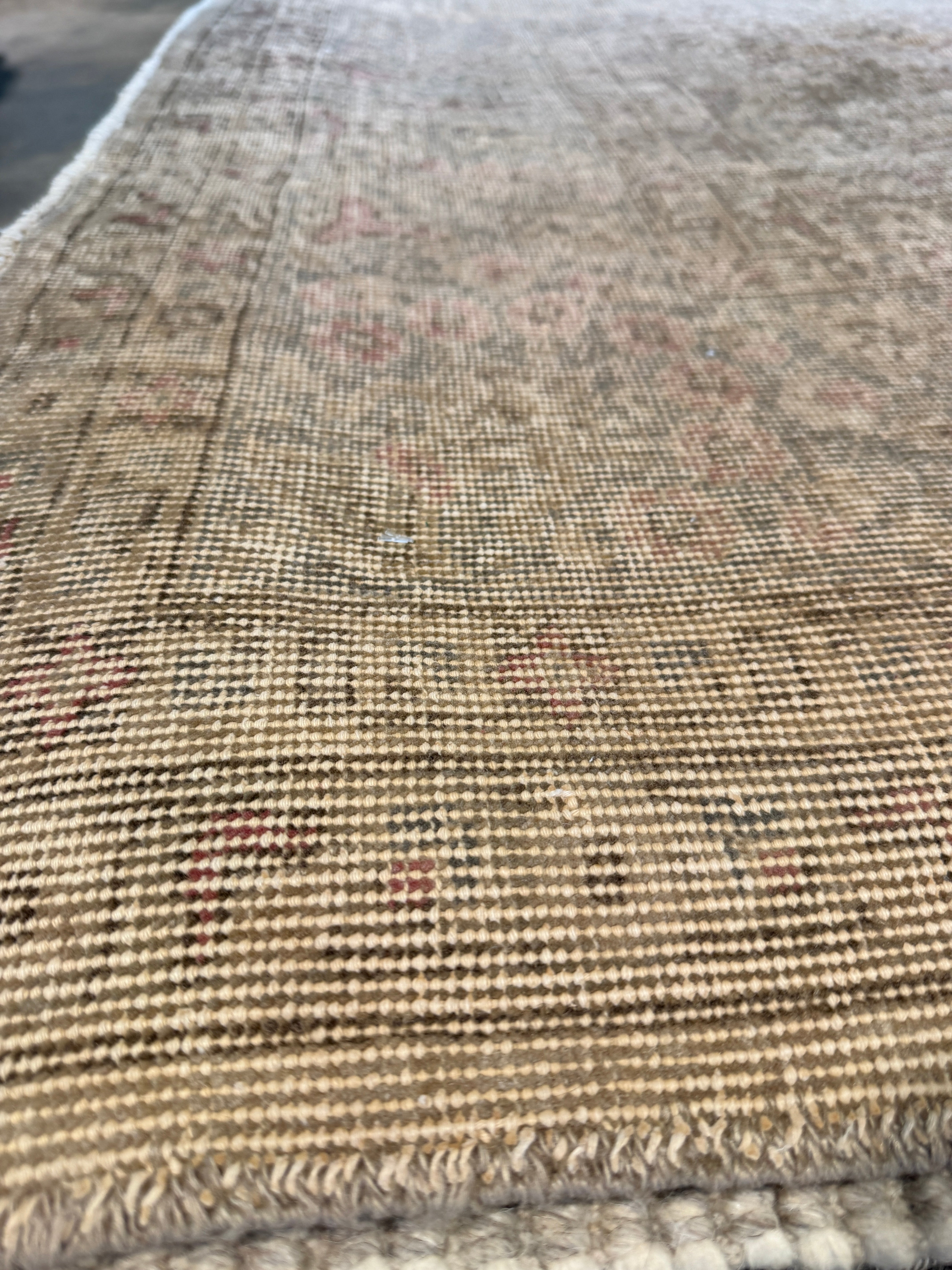 Mary Maher 8.9x12 Cream Hand-Knotted Vintage Turkish Oushak