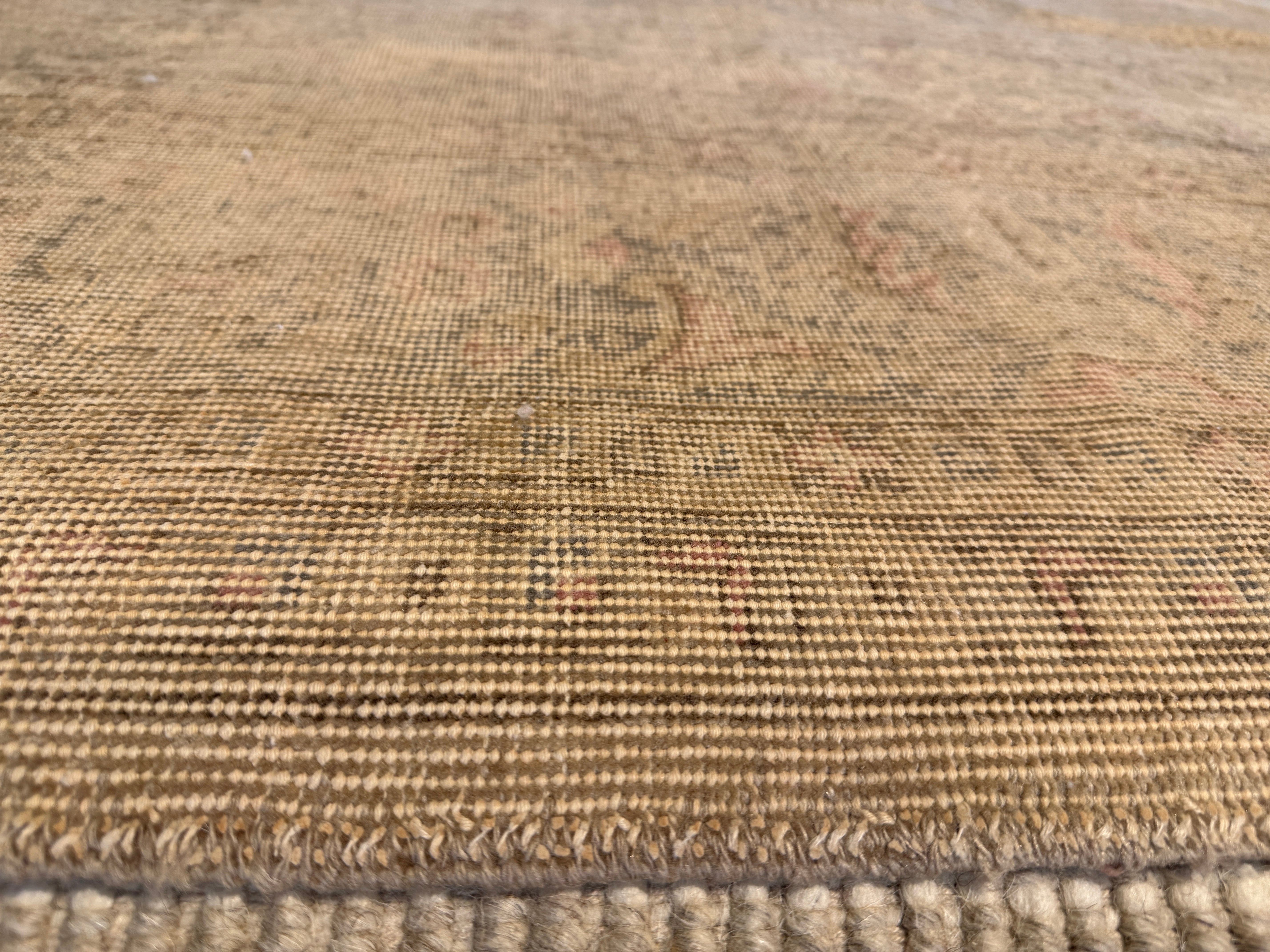 Mary Maher 8.9x12 Cream Hand-Knotted Vintage Turkish Oushak