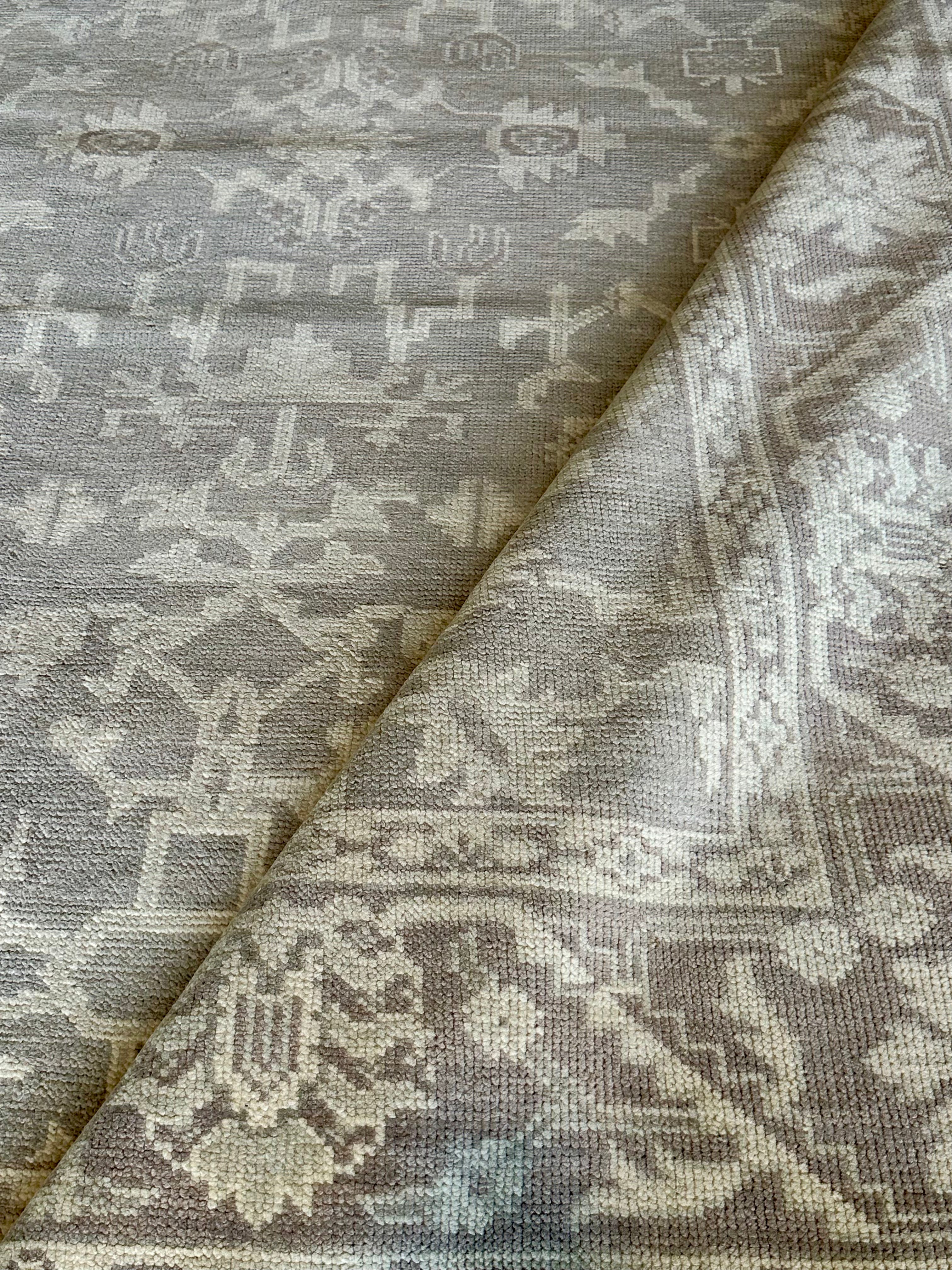 Beth Martin 8.3x10 Grey and Silver Hand-Knotted Oushak Rug