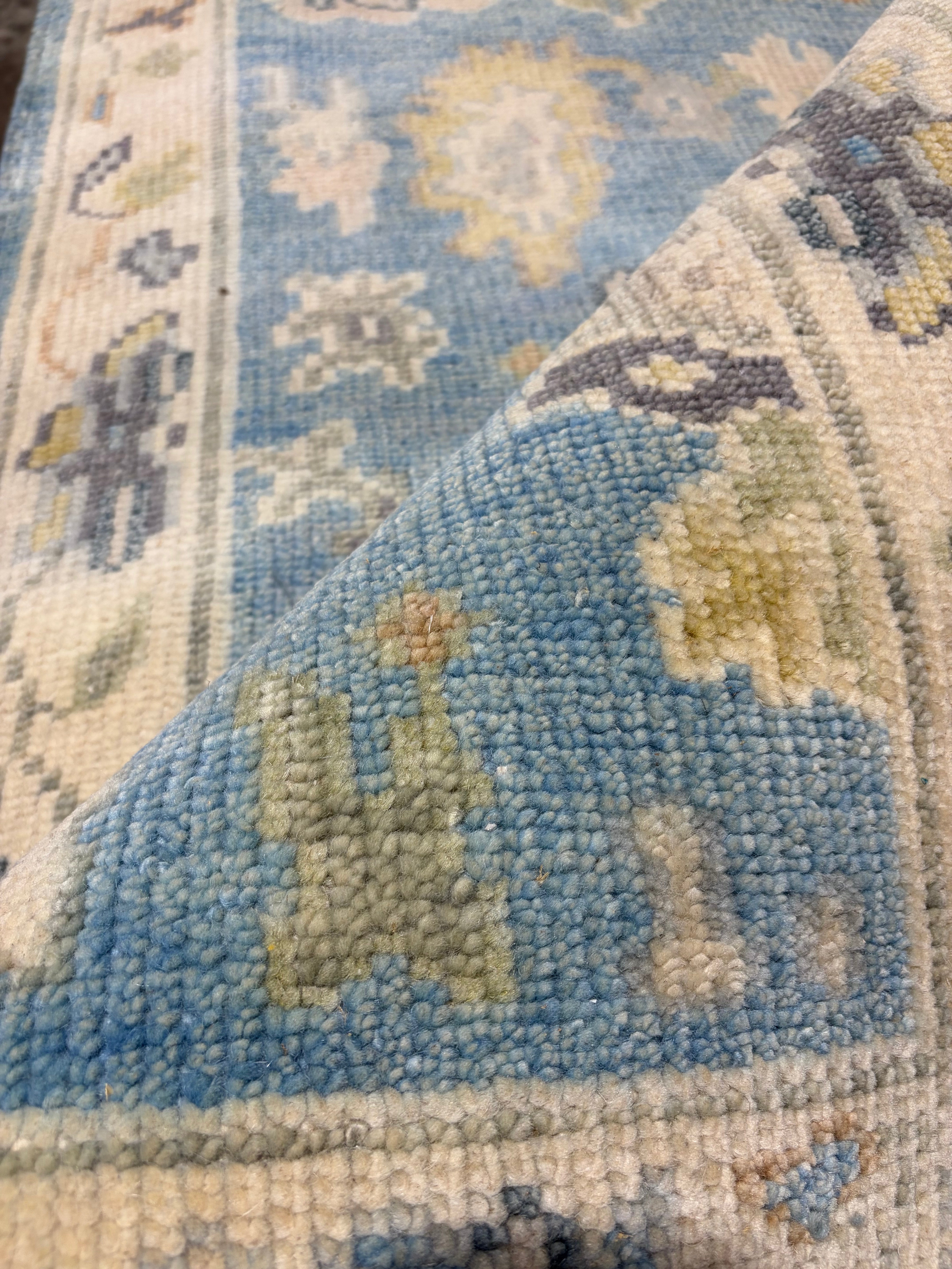 Brianna Kellum 3x20 Blue Hand-Knotted Oushak Runner