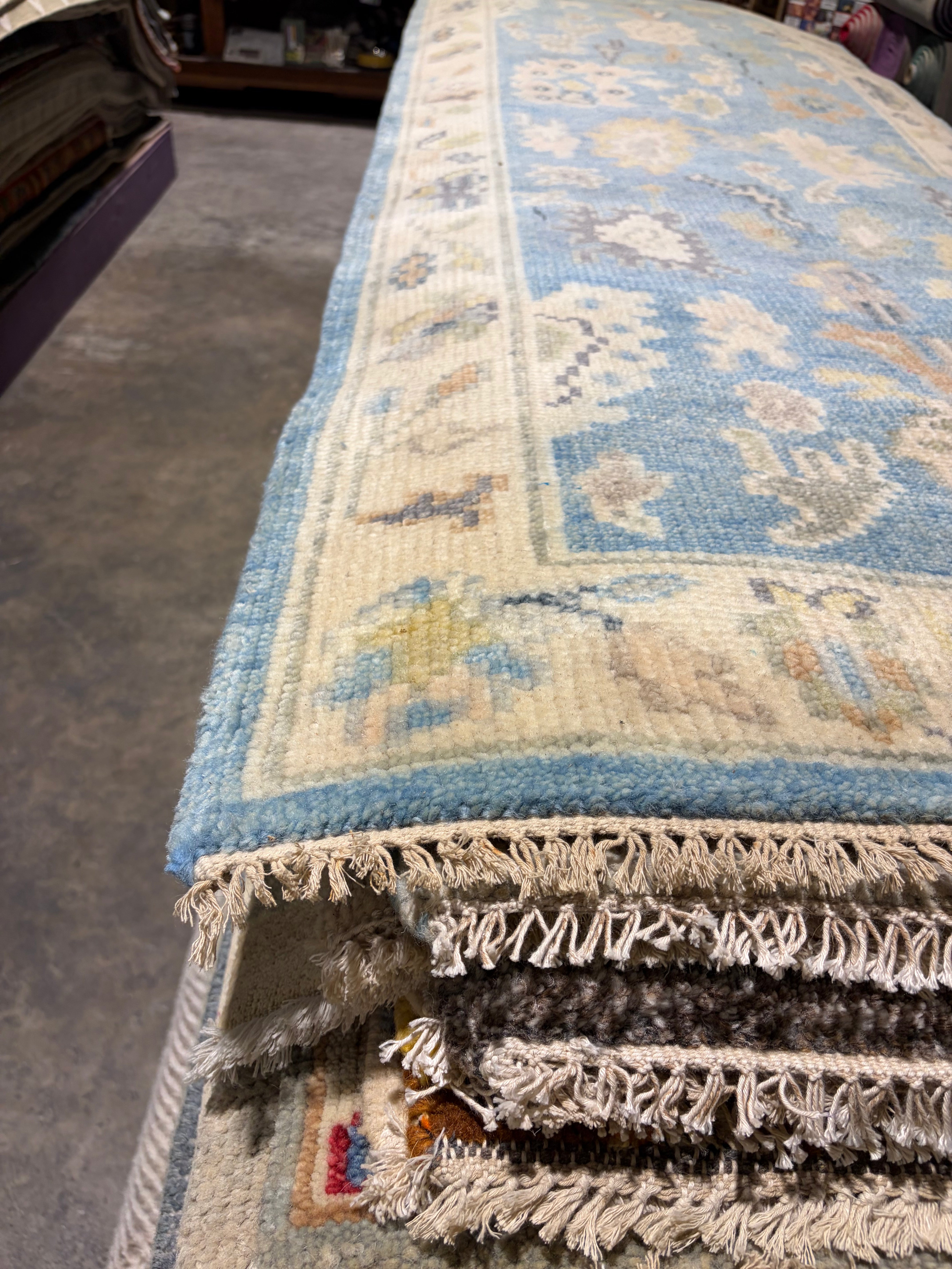 Brianna Kellum 3x20 Blue Hand-Knotted Oushak Runner