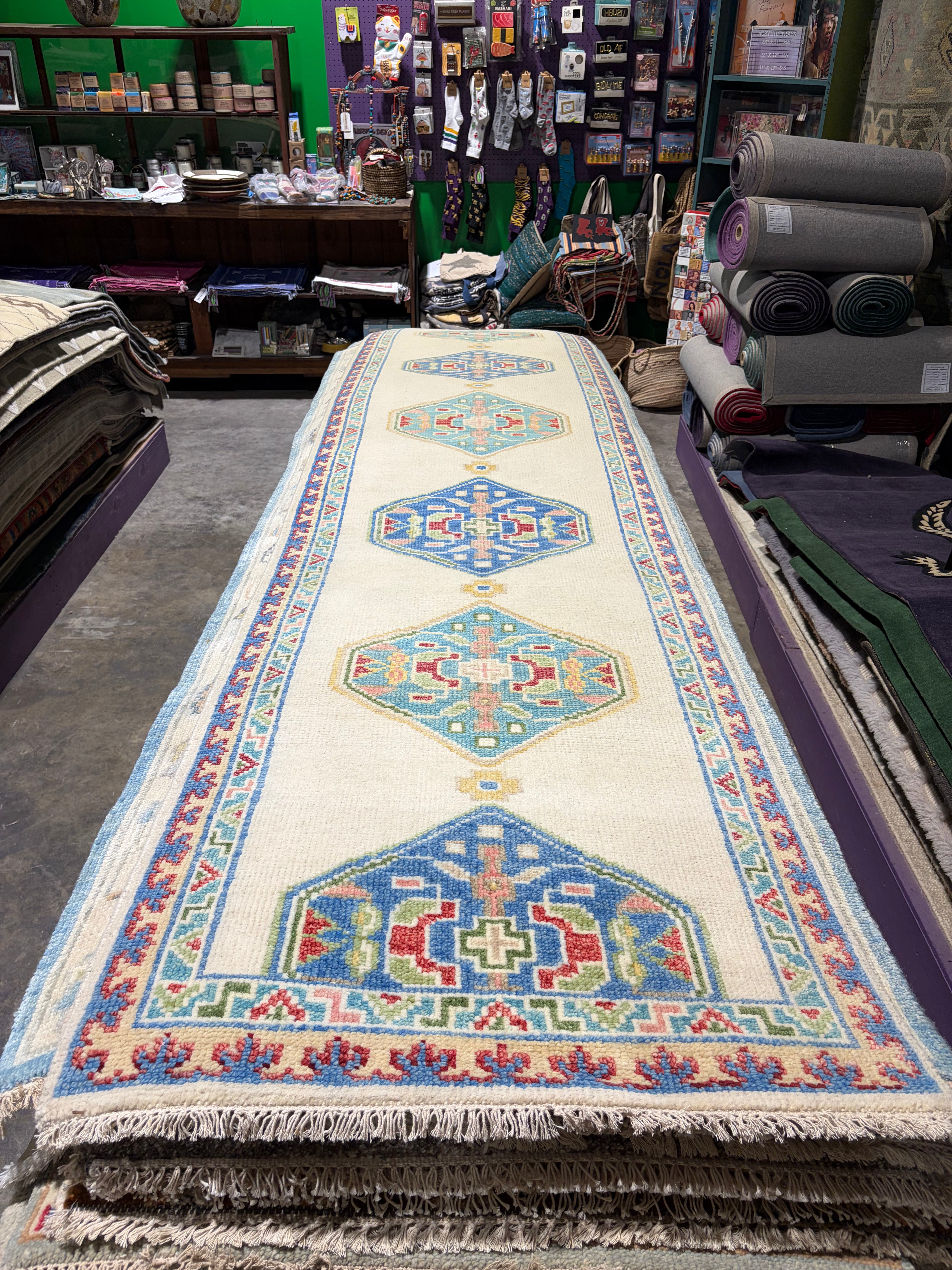 Katie McCray 2.9x18 Blue Hand-Knotted Oushak Runner