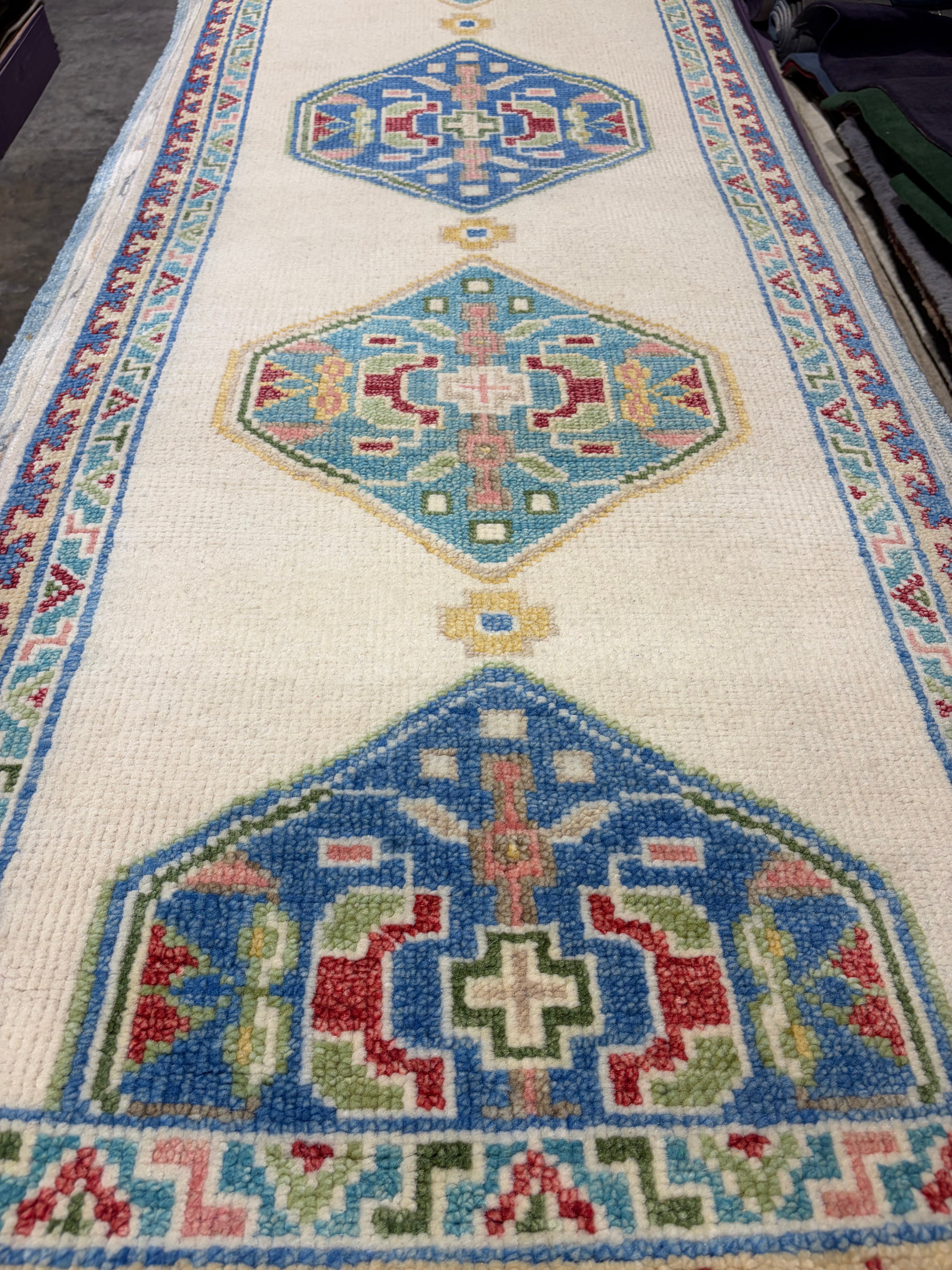 Katie McCray 2.9x18 Blue Hand-Knotted Oushak Runner