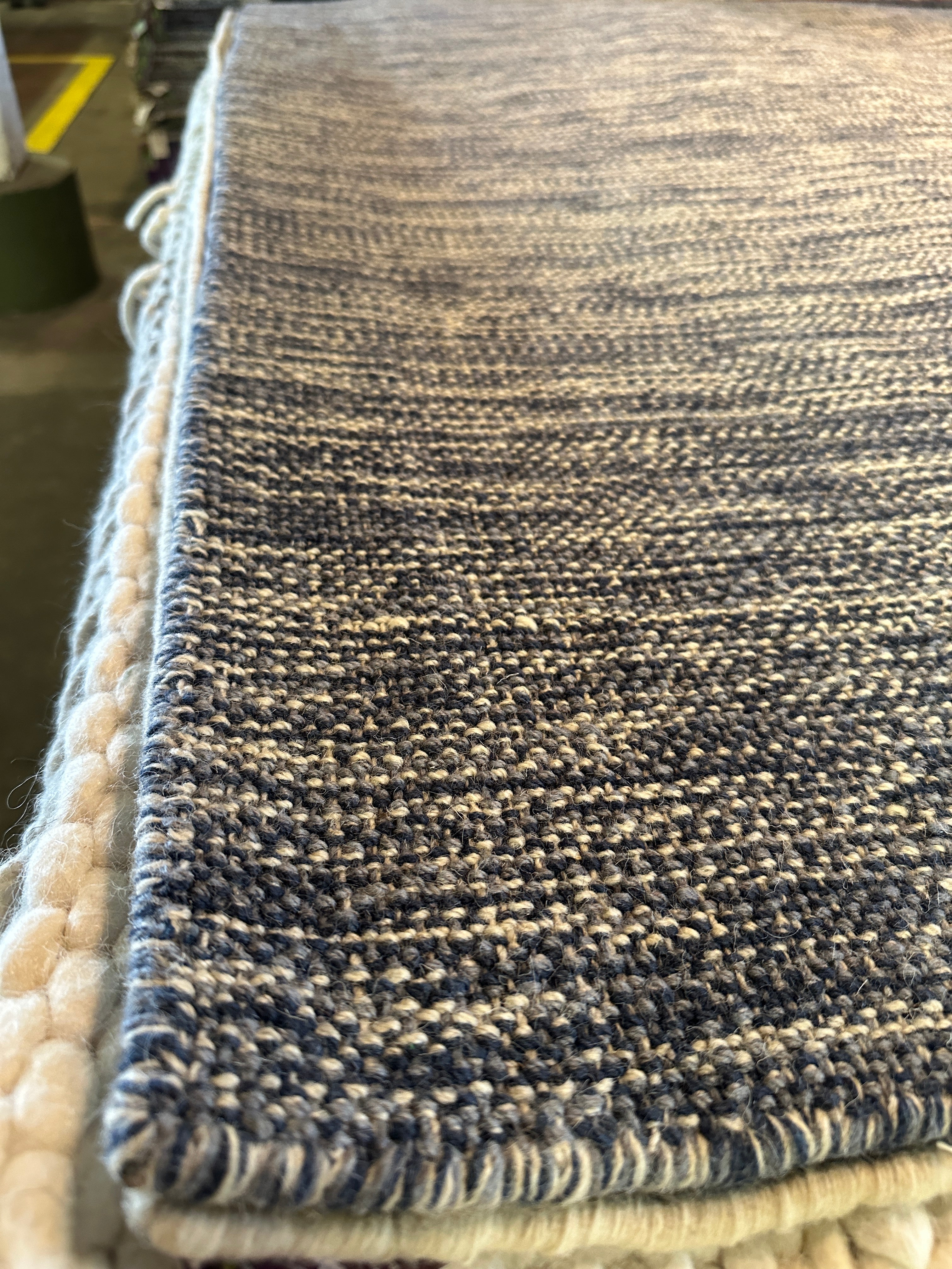 Marvel 8x10 Handwoven Durrie Textured Blue