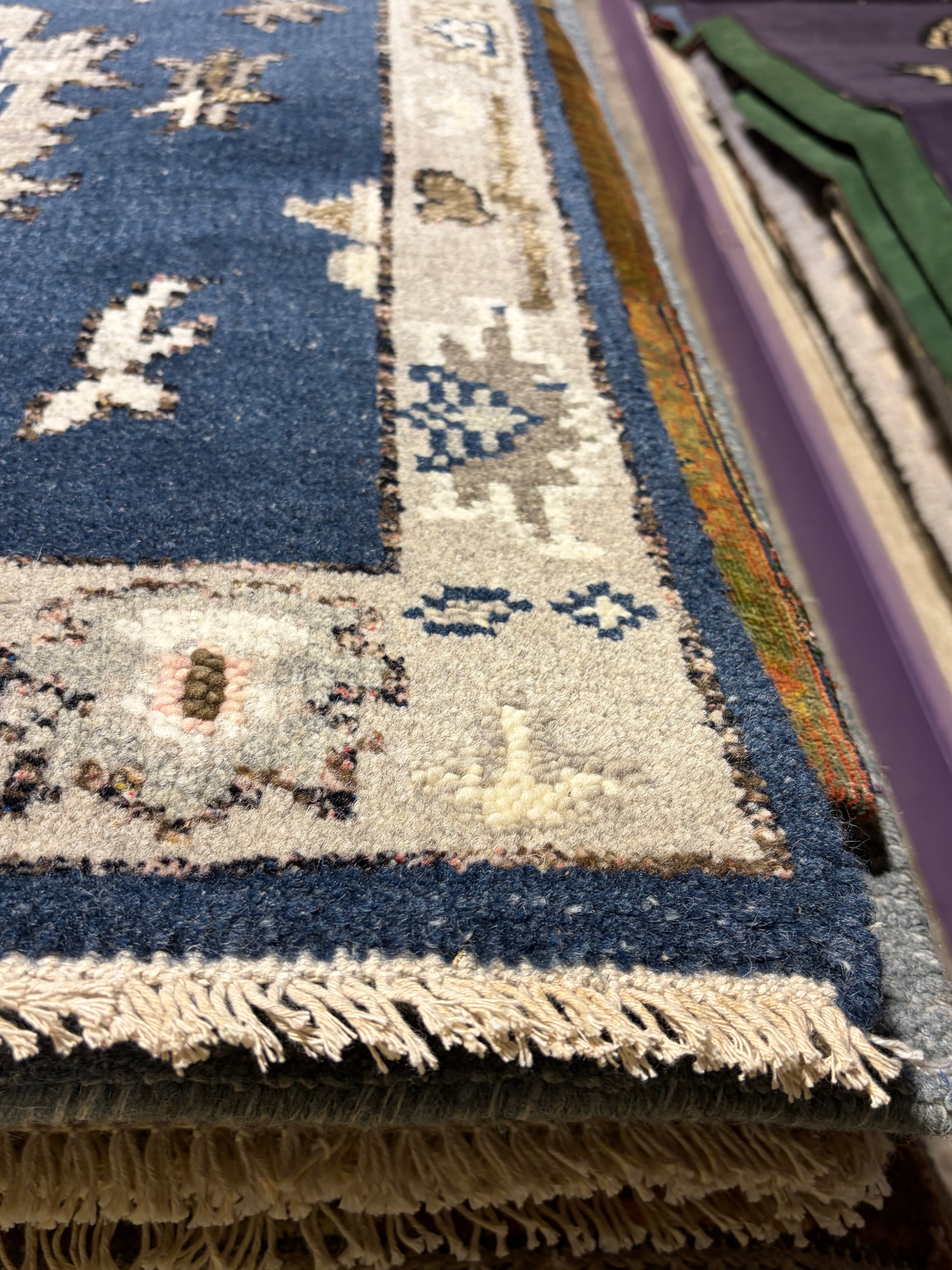 Emily Nelson 2.6x12.3 Blue Hand-Knotted Oushak Runner