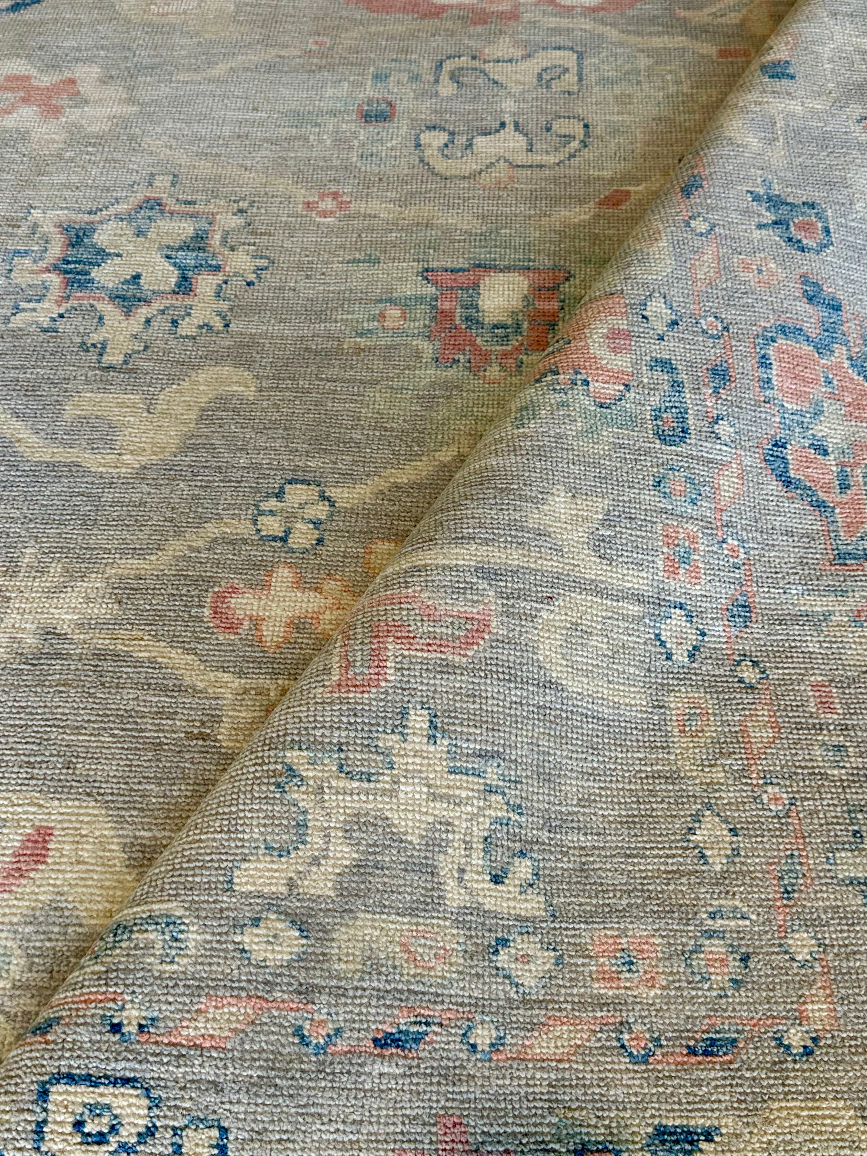 Remmie Milner 8x10 Blue and Pink Whitewashed Afghani Oushak