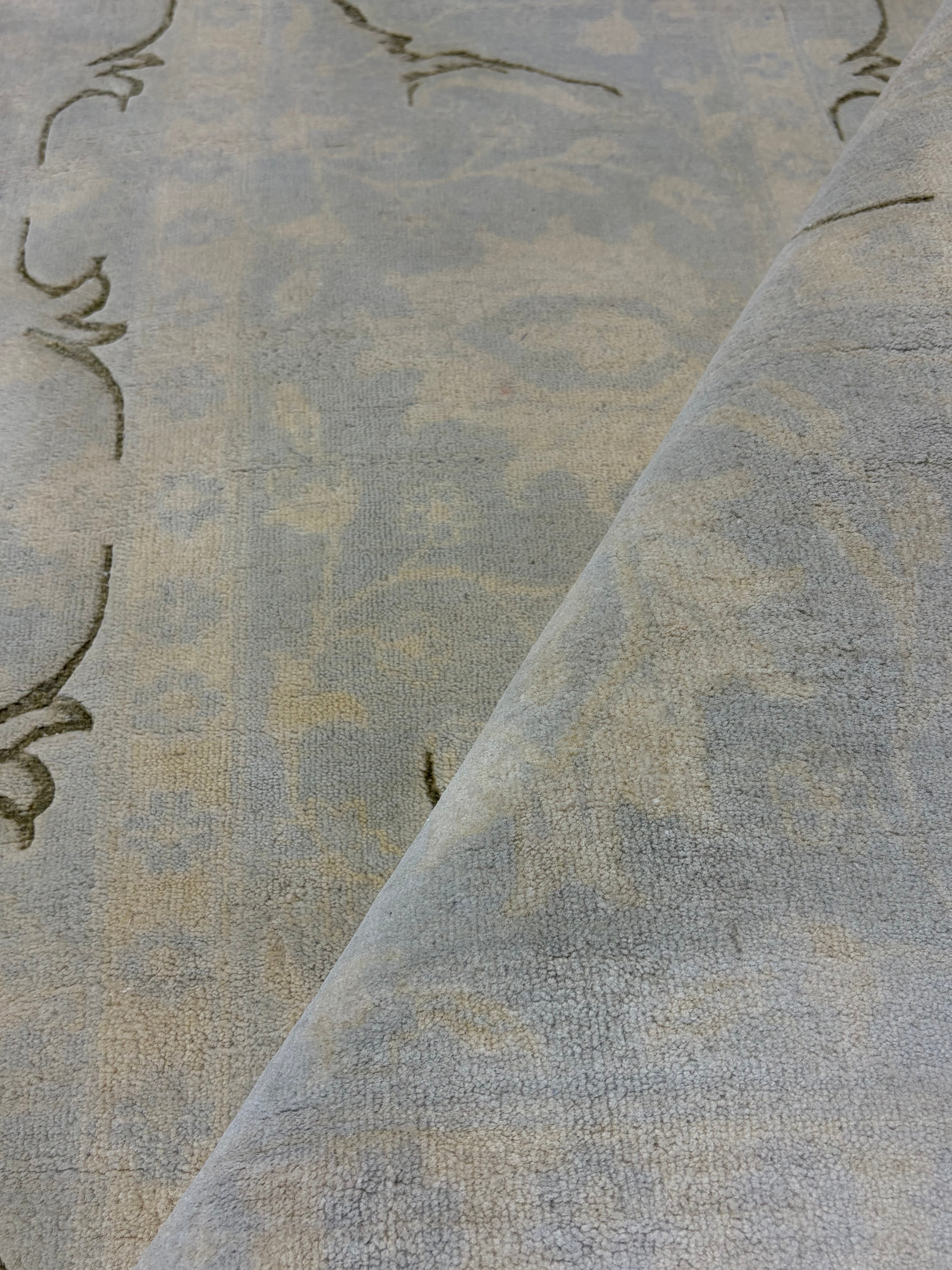 Richard Bloom Cream Hand-Knotted Modern Style Runner - Multiple Sizes