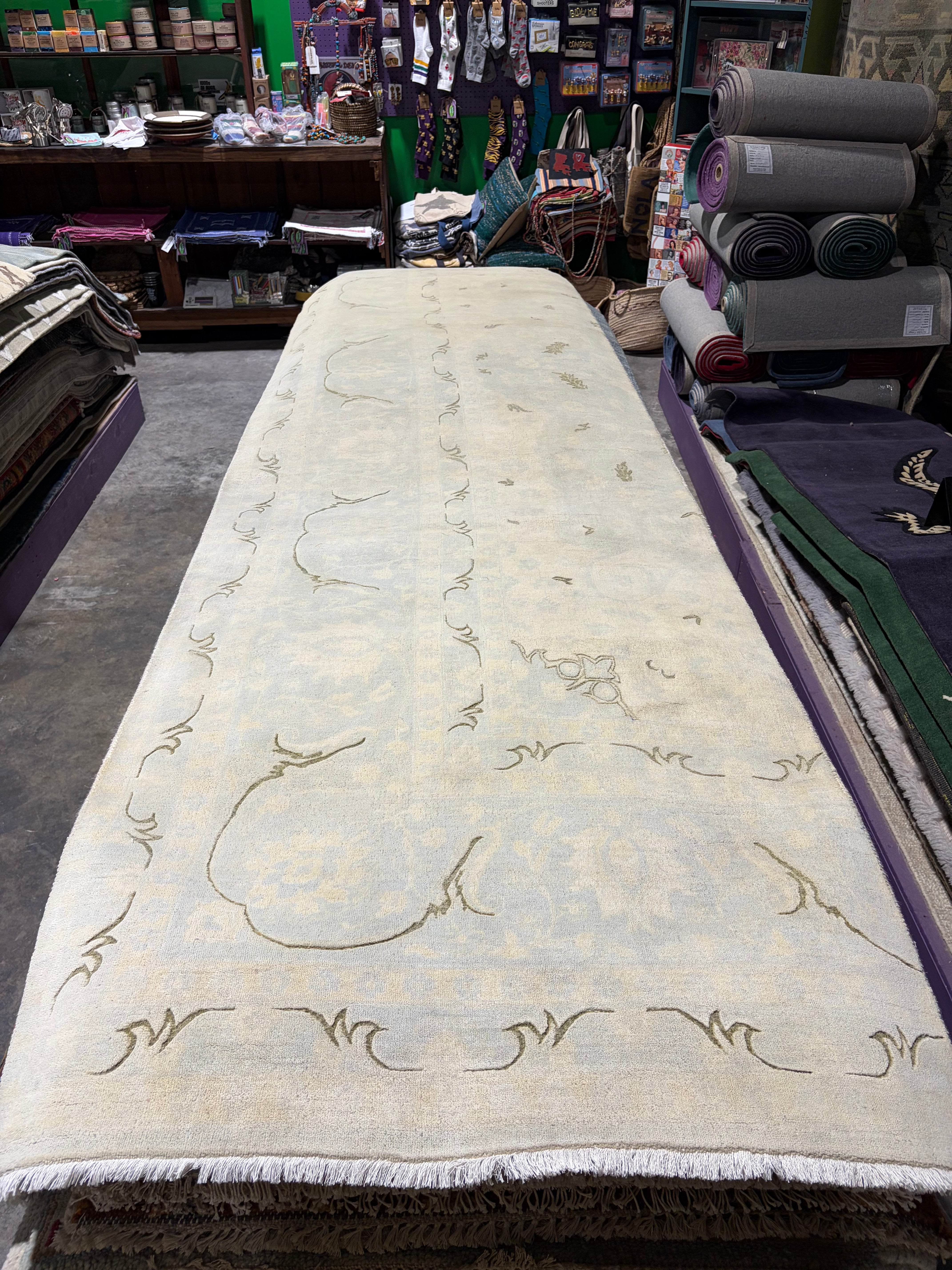 Richard Bloom Cream Hand-Knotted Modern Style Runner - Multiple Sizes