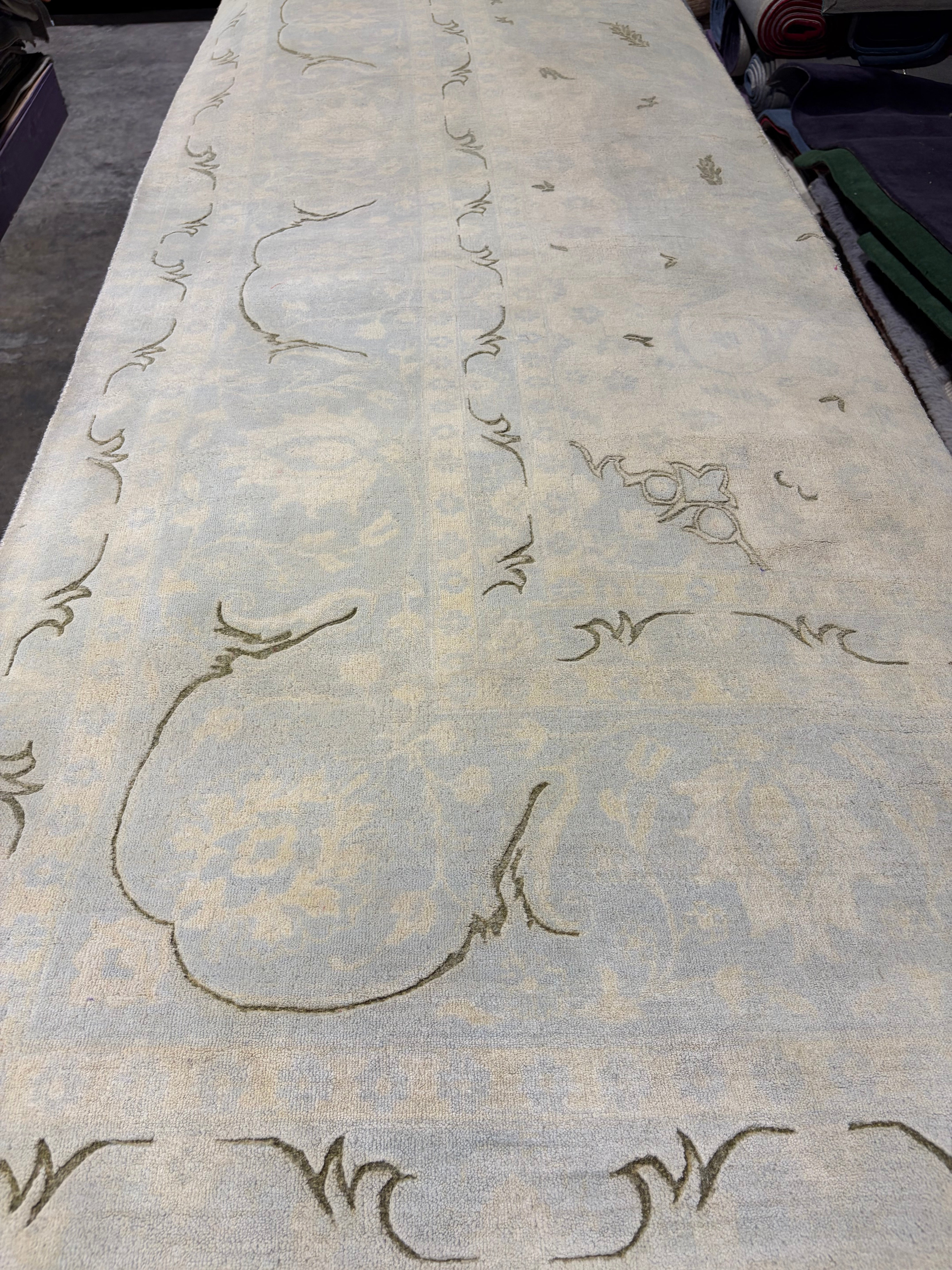 Richard Bloom Cream Hand-Knotted Modern Style Runner - Multiple Sizes