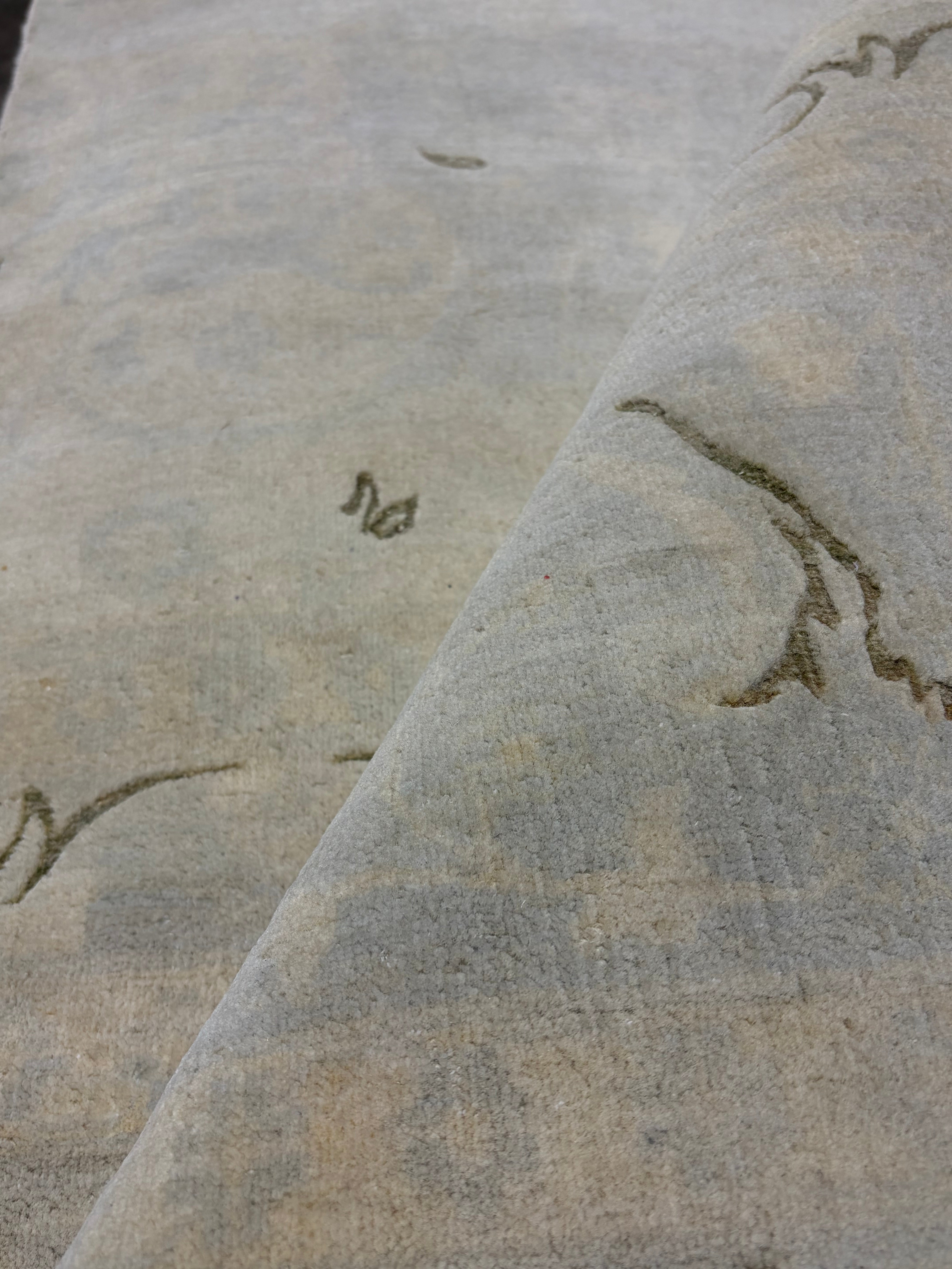 Richard Bloom Cream Hand-Knotted Modern Style Runner - Multiple Sizes