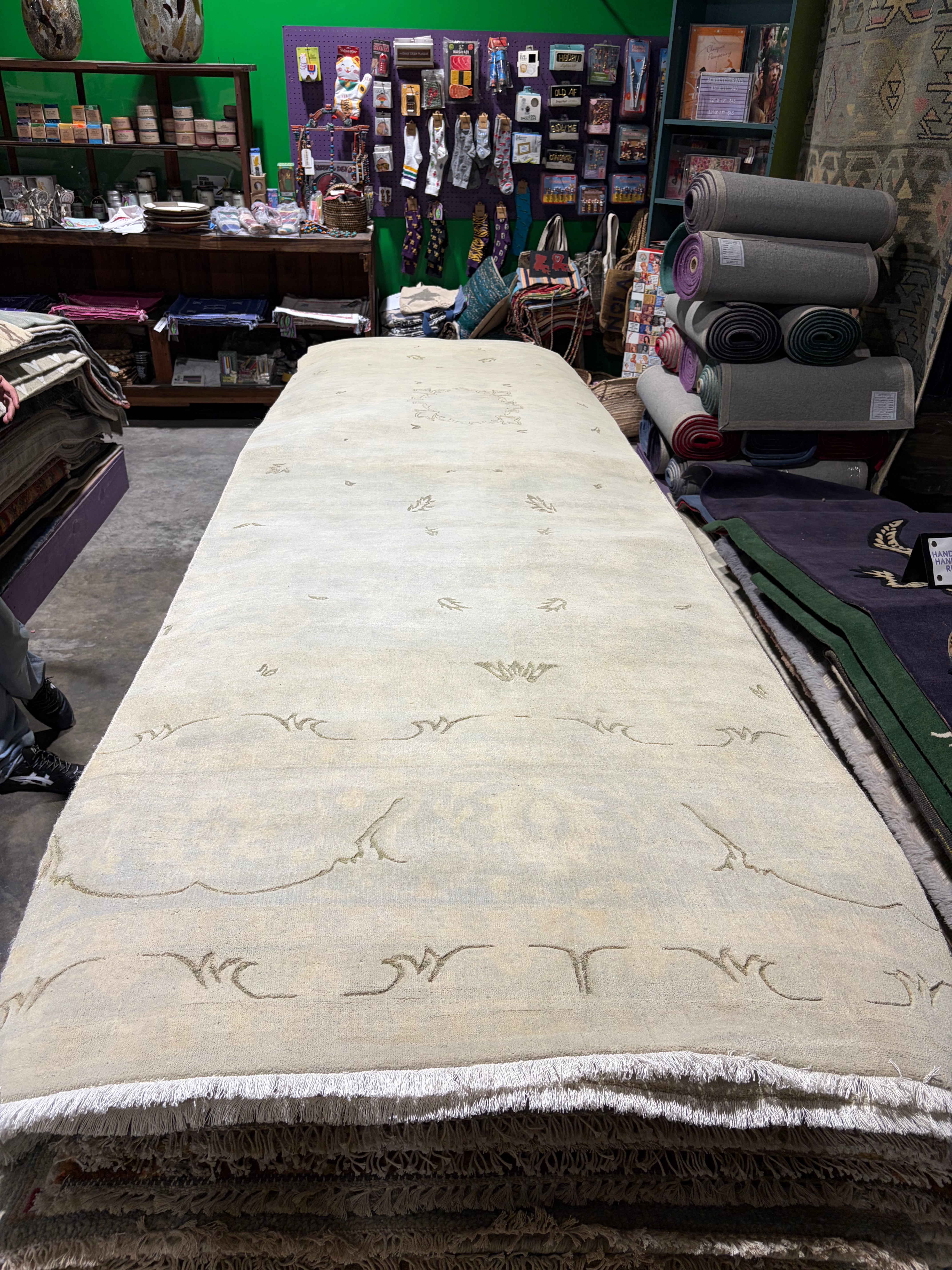 Richard Bloom Cream Hand-Knotted Modern Style Runner - Multiple Sizes